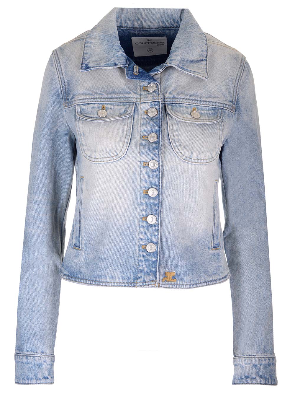 Shop Courrèges Washed Denim Jacket In Light Blue