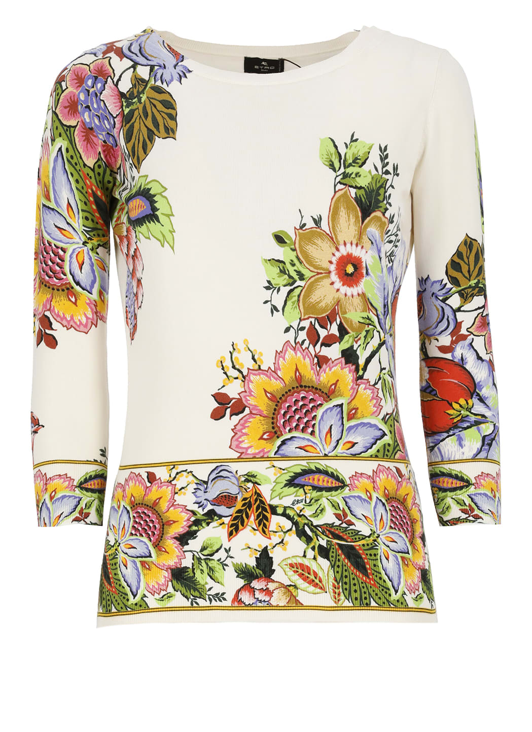 Shop Etro Silk Sweater In Beige/multicolour