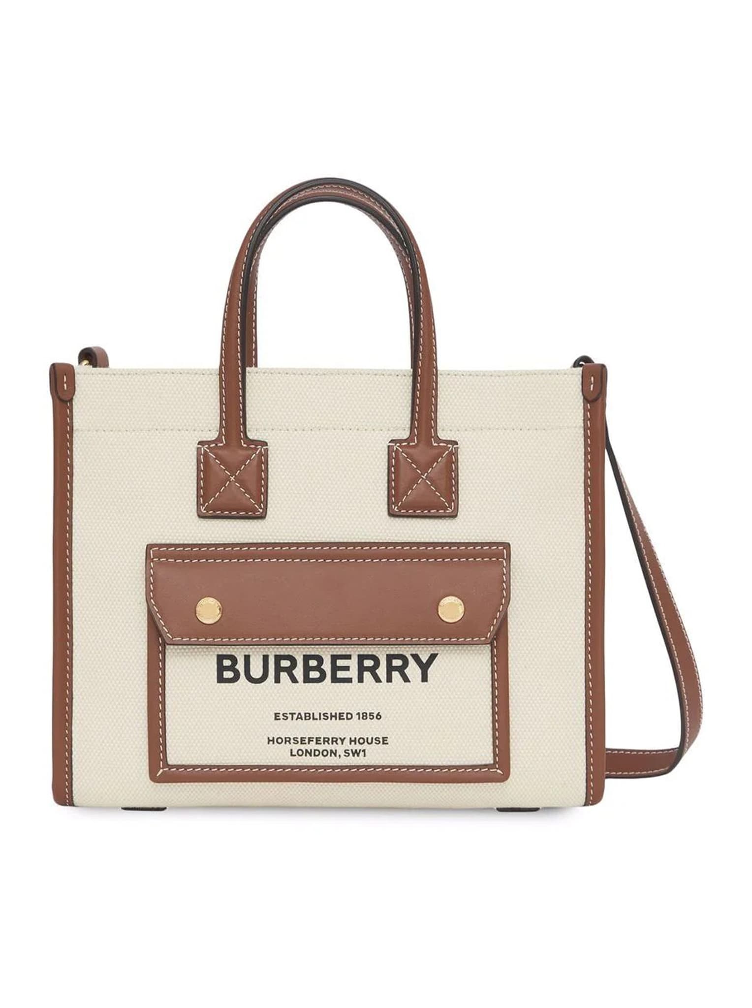 Shop Burberry Ll Mn Pocket Dtl Tote Ll6 Womens Bags In Natural Tan