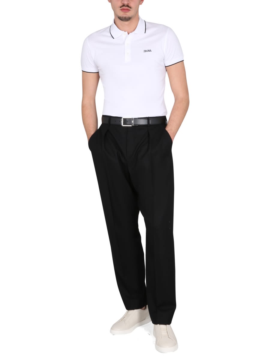 Shop Zegna Polo With Logo In White