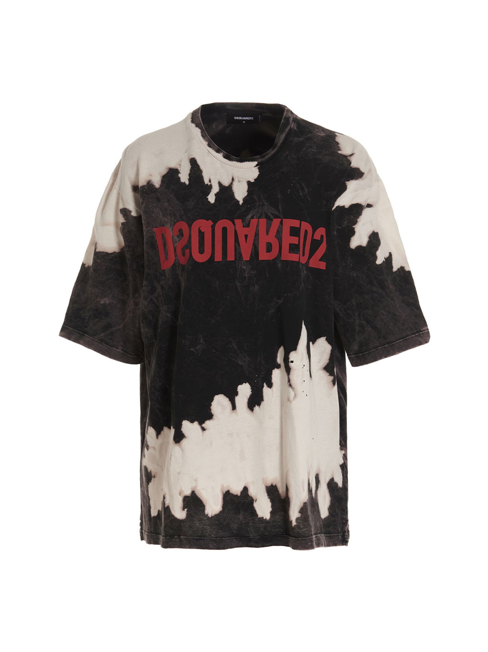 Dsquared2 Mens Tie-dye T-shirt Vintage Black In White/black