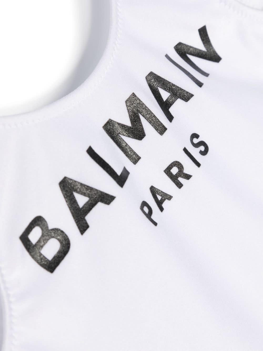 Shop Balmain One-piece Swimsuit With Print In White