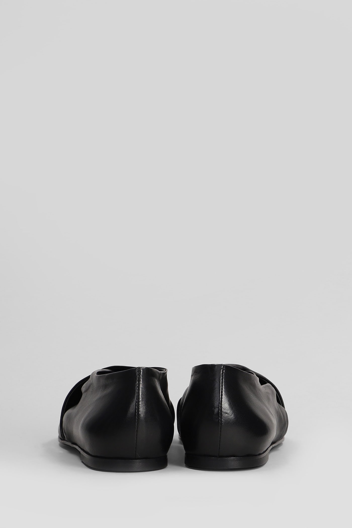 Elena Iachi Ballet Flats In Black Leather In Black