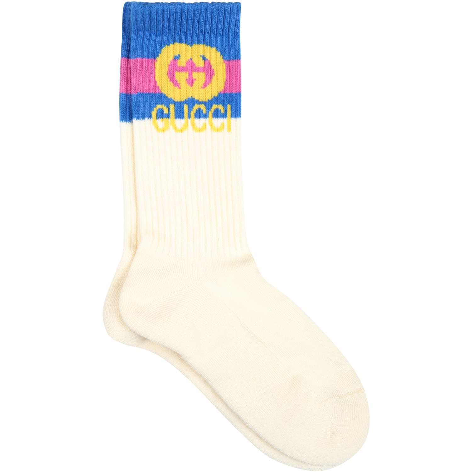 Gucci Ivory Socks For Kids With Logo