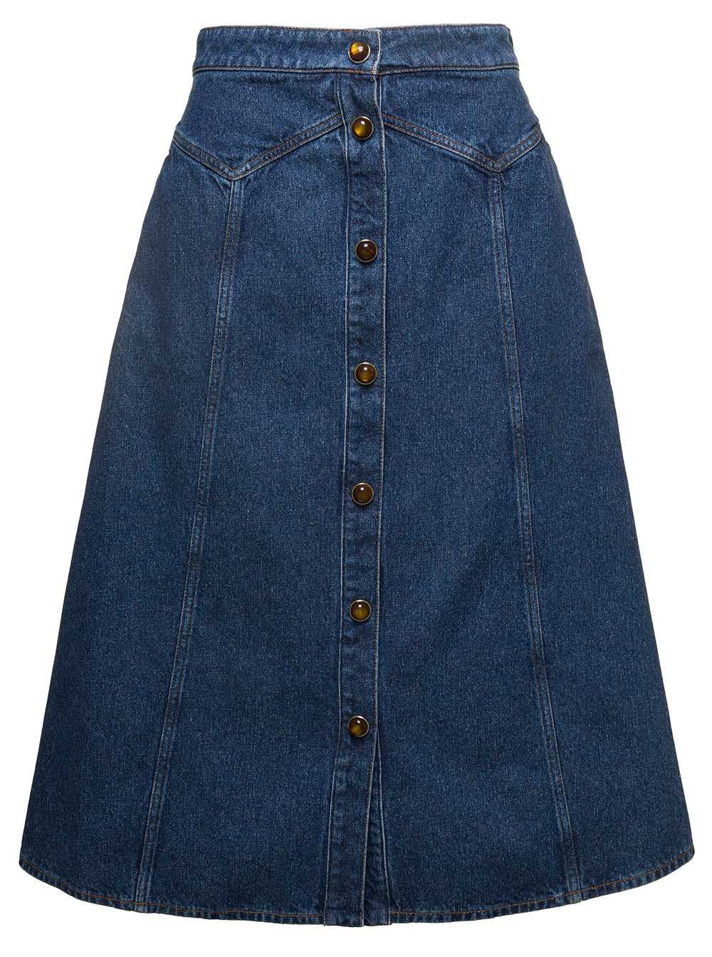 Chloé A-line Miniskirt With Buttons In Cotton Denim