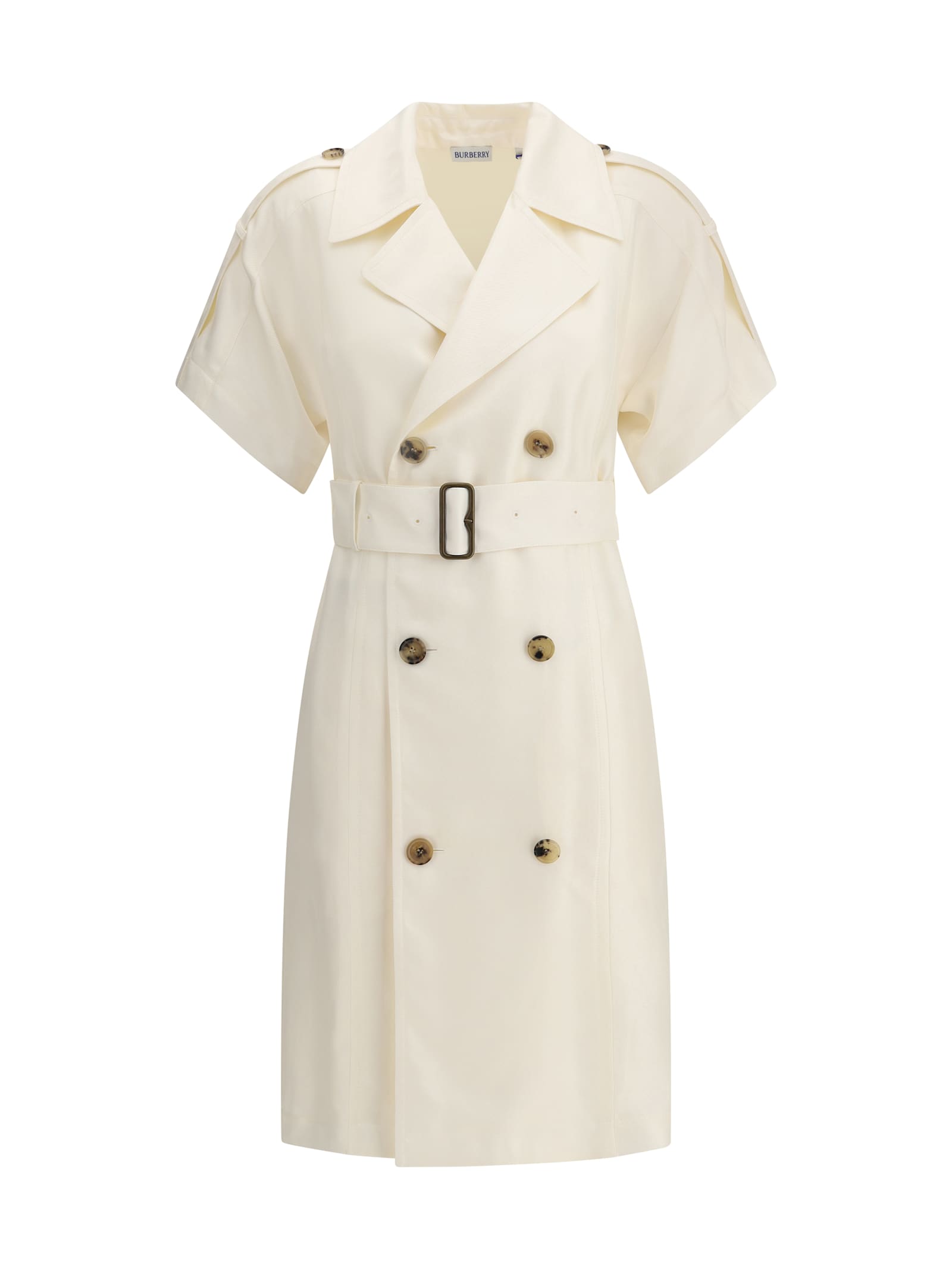 Burberry Waist Belted Short Sleeves Epaulettes Lapels