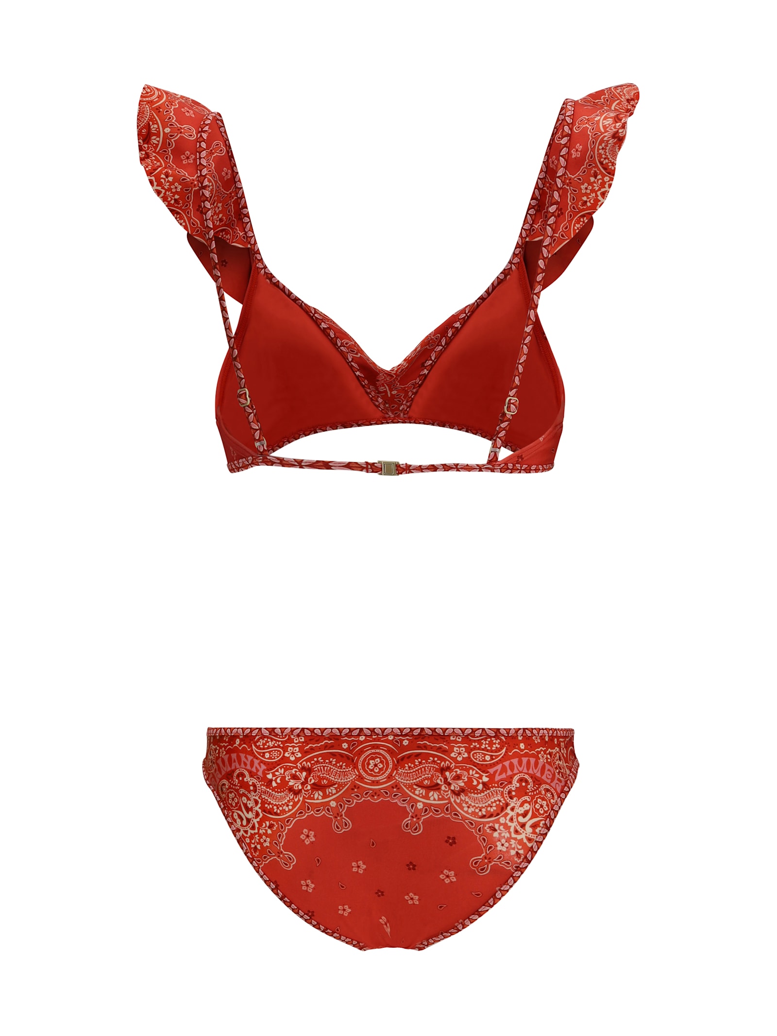 Zimmermann Bandana Printed Lucky Frill Bikini In Red