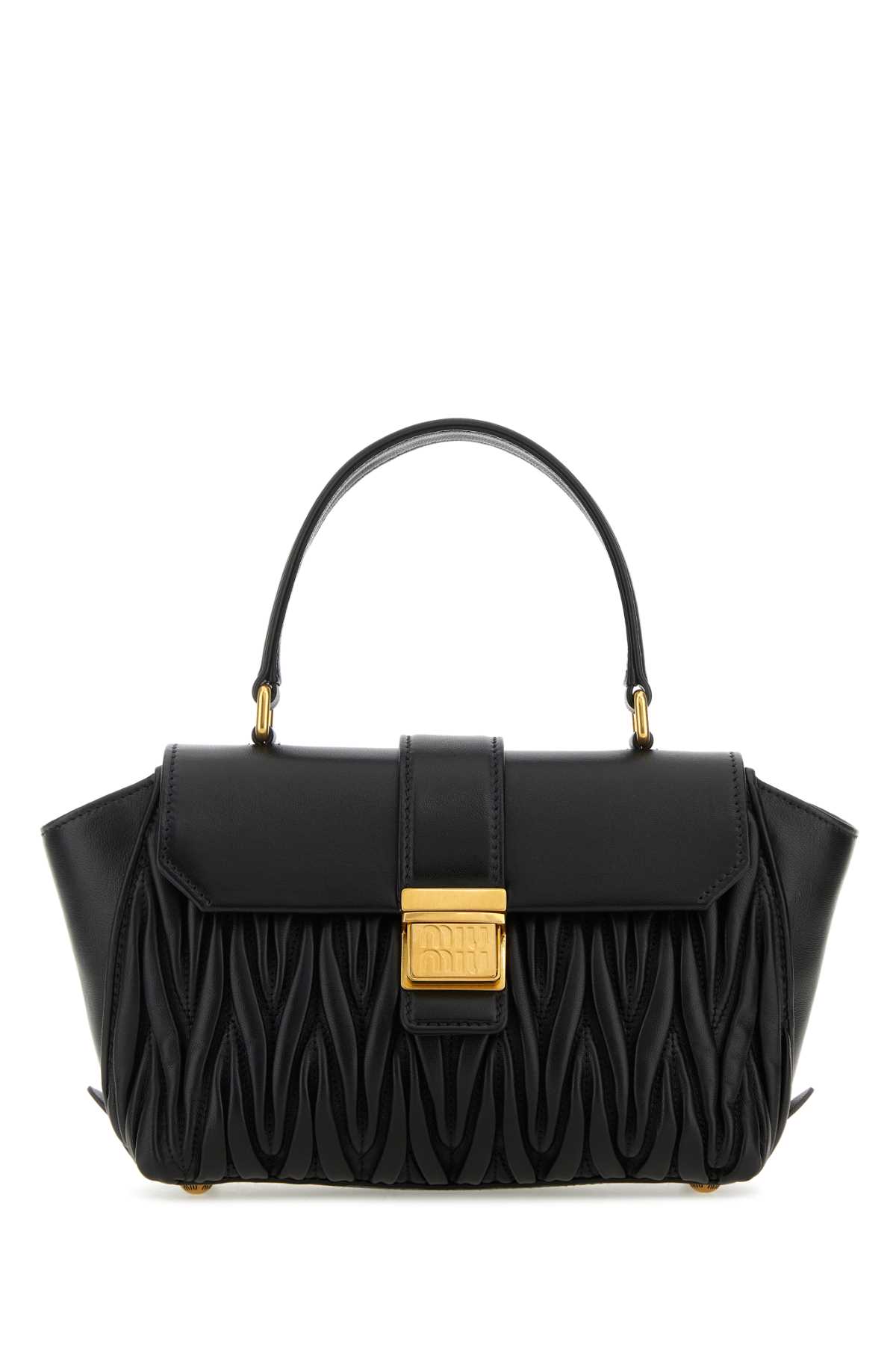 Miu Miu Black Leather Handbag In Nero