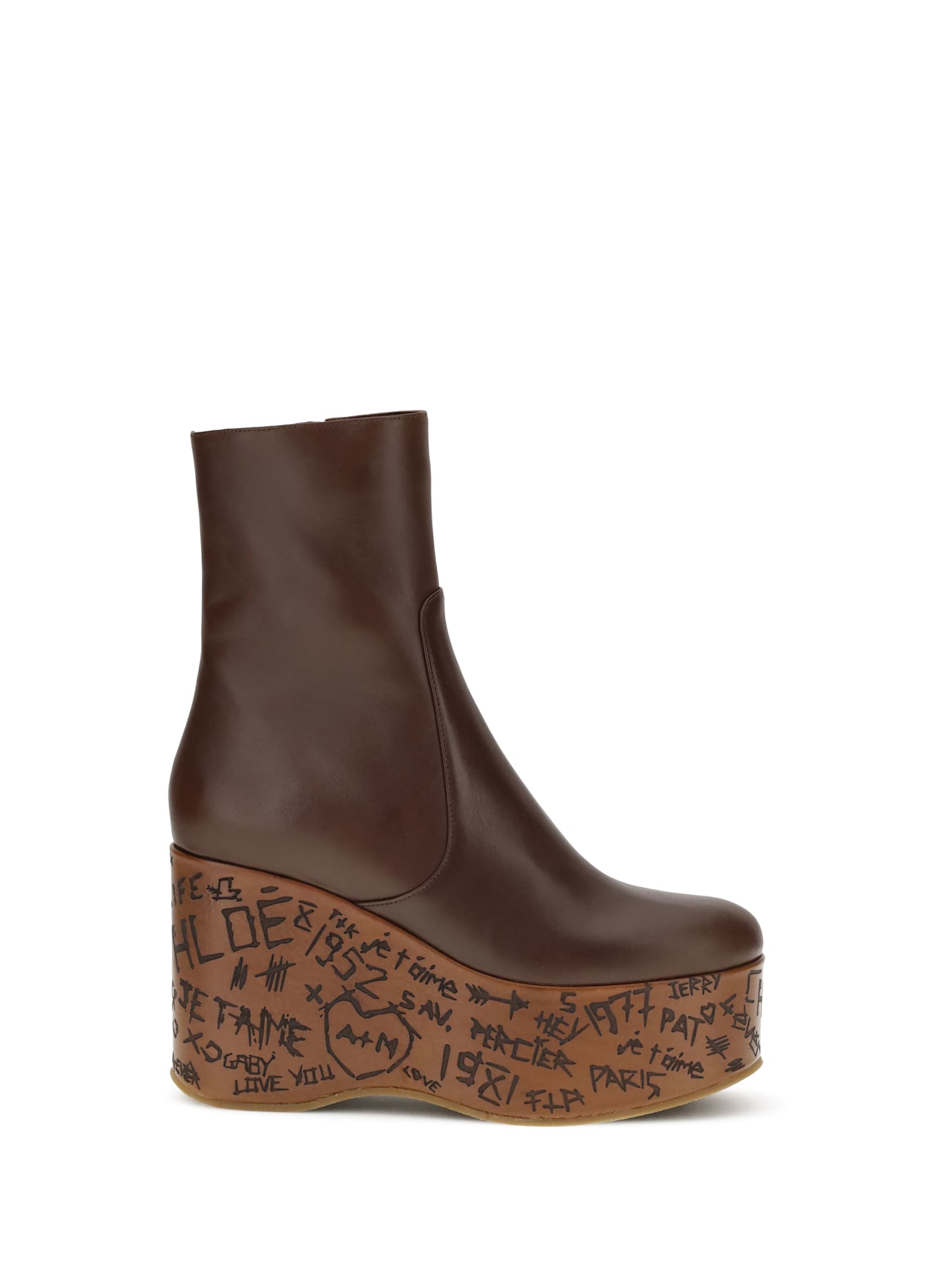 Chloé Maxime Leather Ankle Boots In Multi