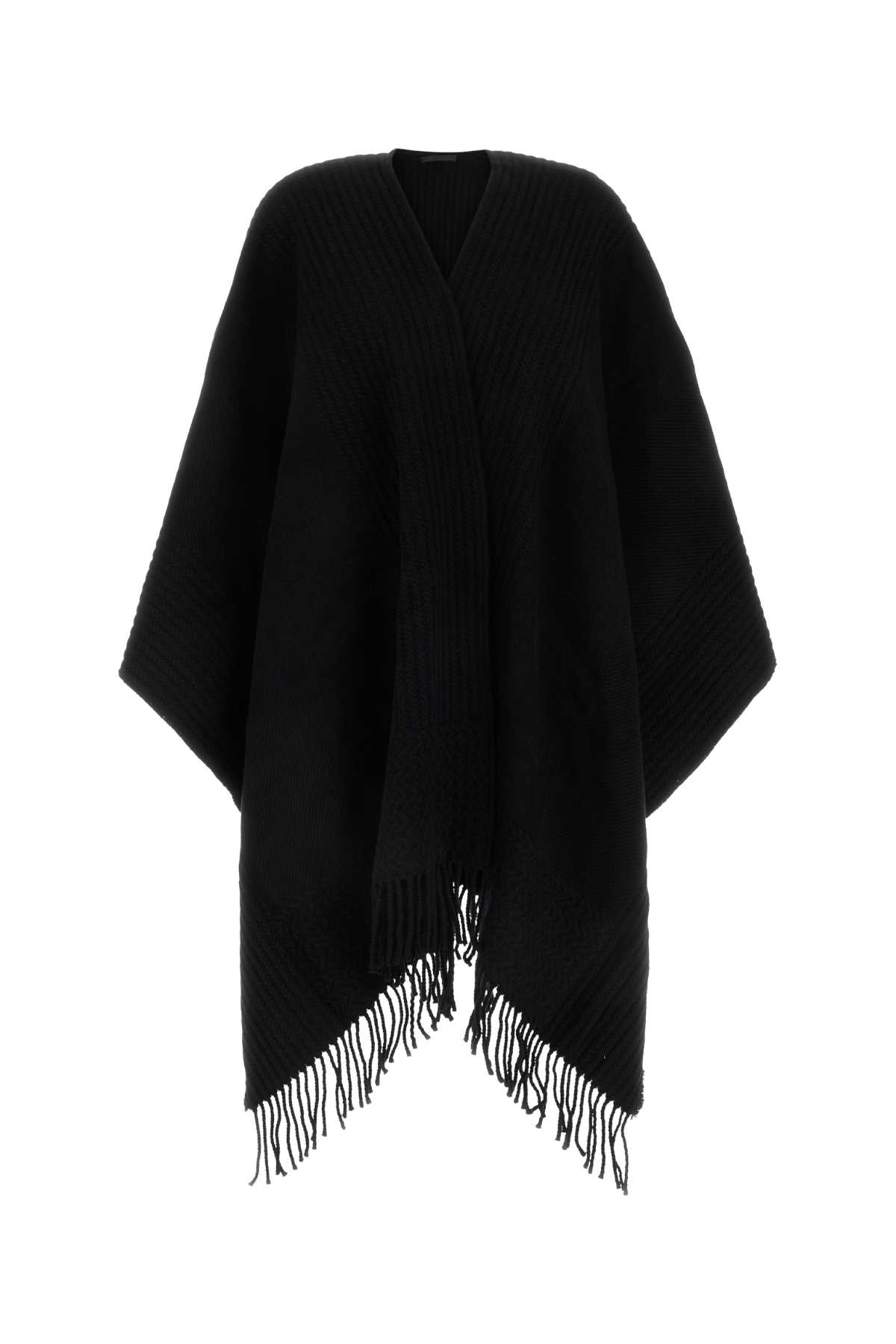 Shop Valentino Black Cashmere Cape In Nero