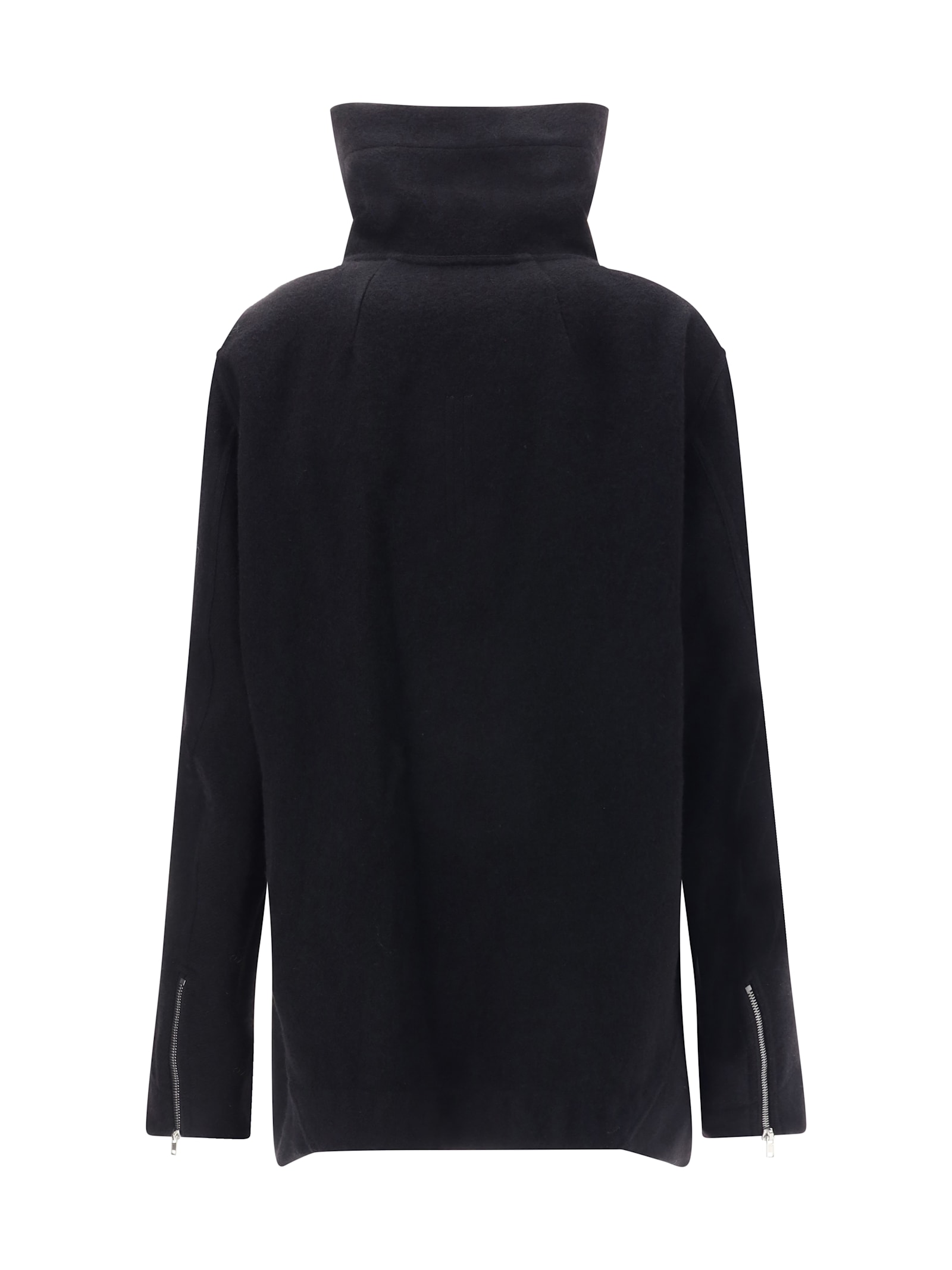 Rick Owens High Collar Wool Jacket In Black