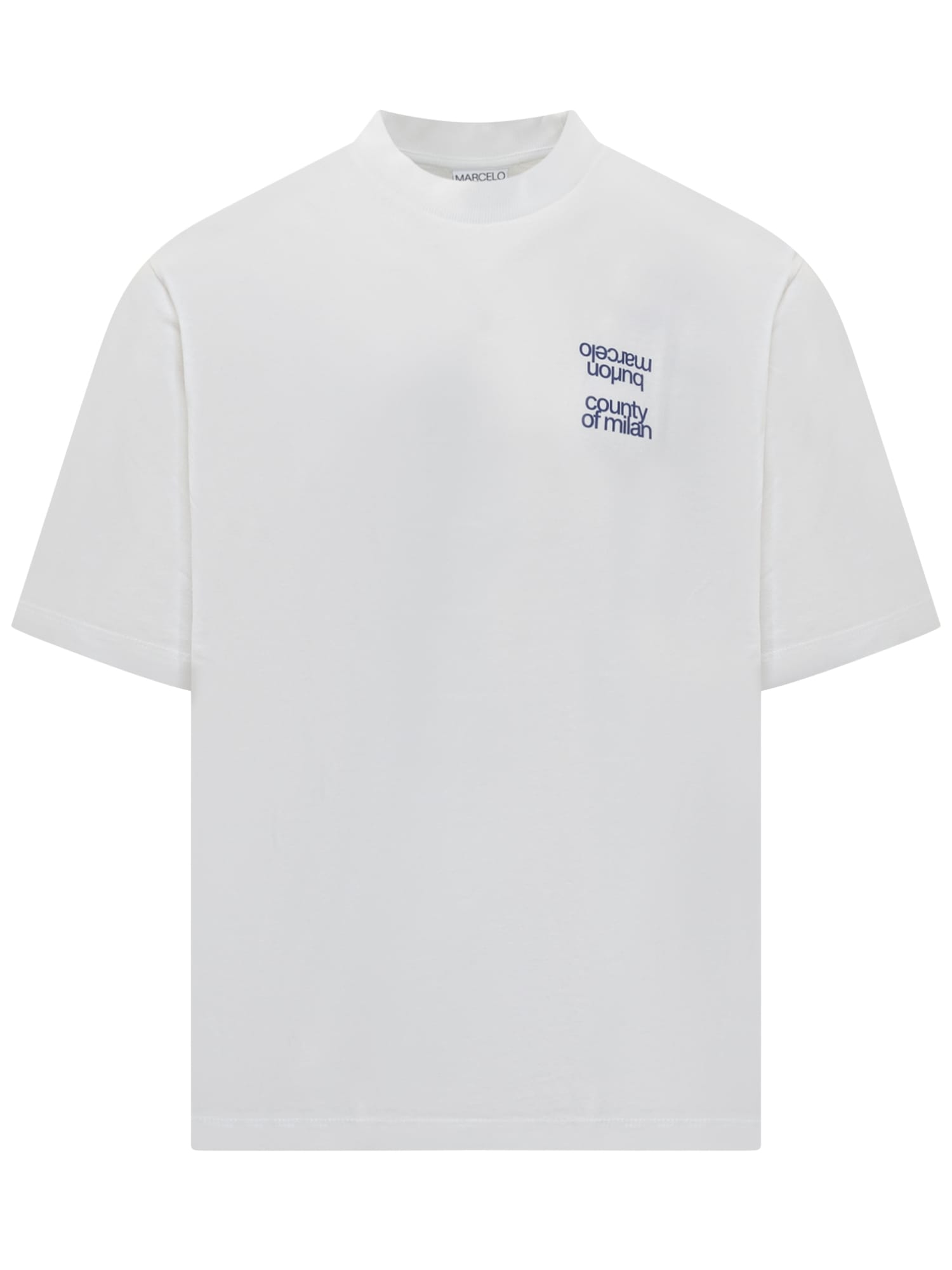 Shop Marcelo Burlon County Of Milan Mbcm Slogan T-shirt In White Blue