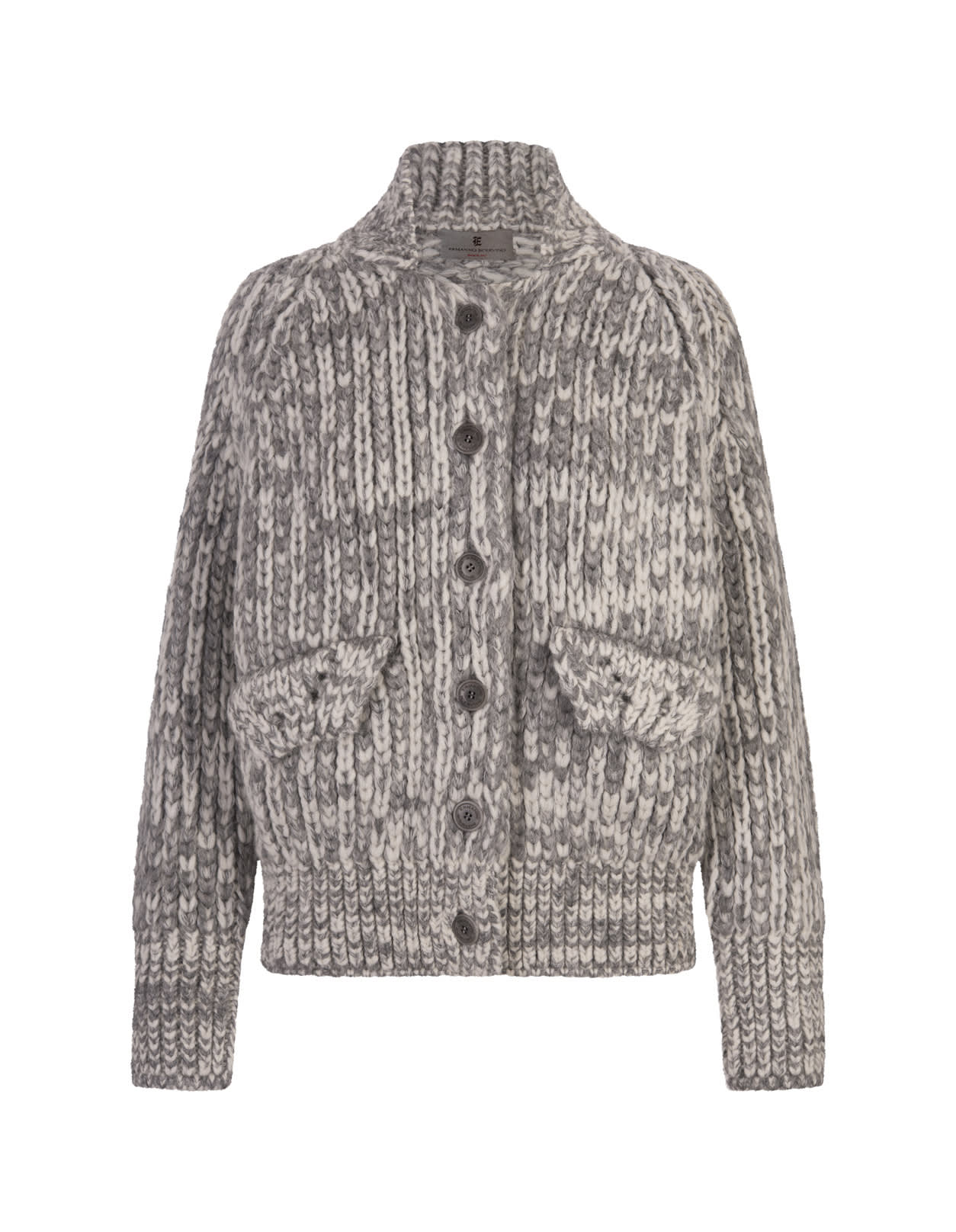 Shop Ermanno Scervino Melange Wool Single-breasted Bomber Jacket In Grey