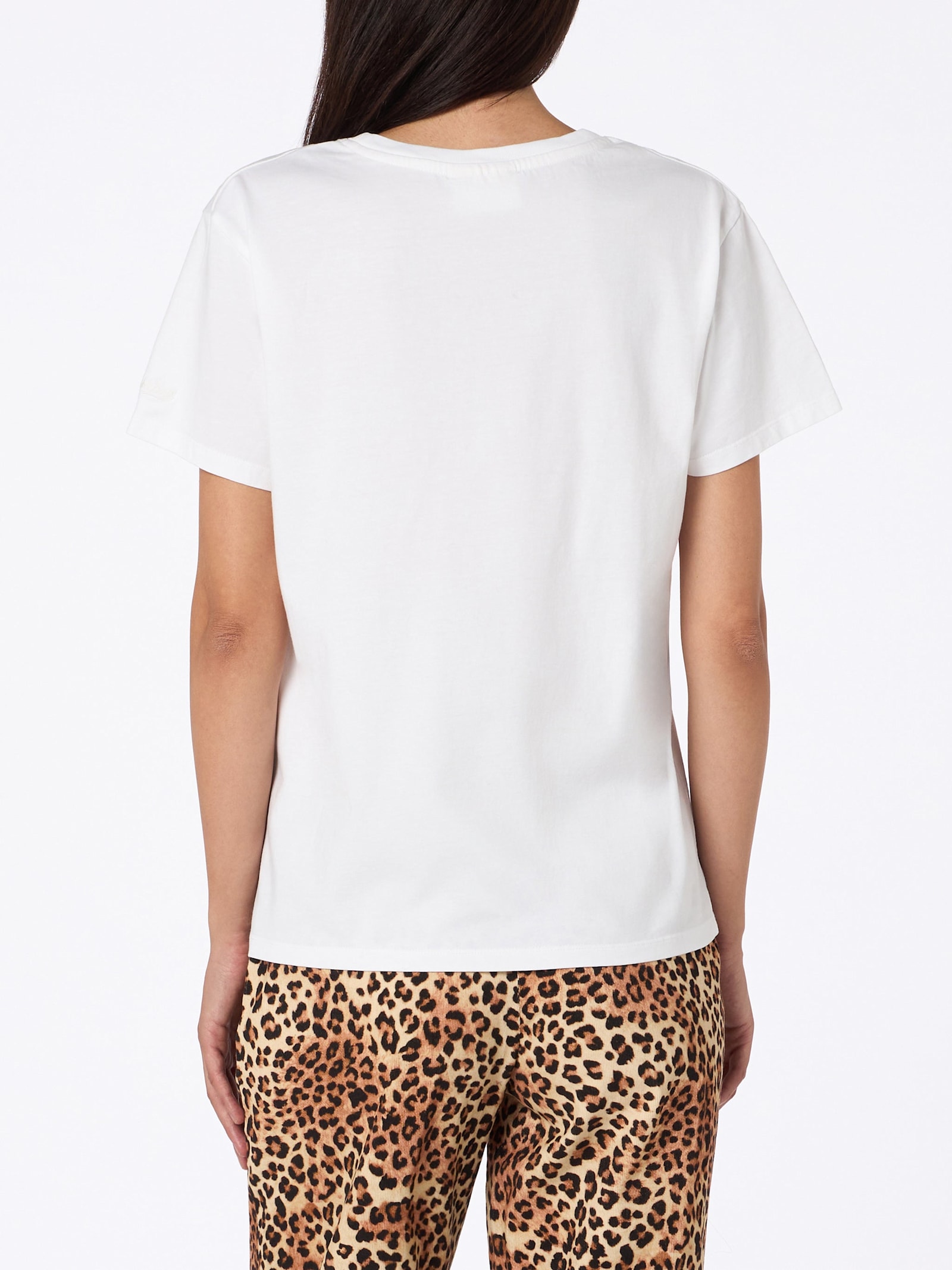 Mc2 Saint Barth Woman White Cotton Jersey Crewneck T-shirt Emiilie With Mi Piace Lui... Embroidery In White