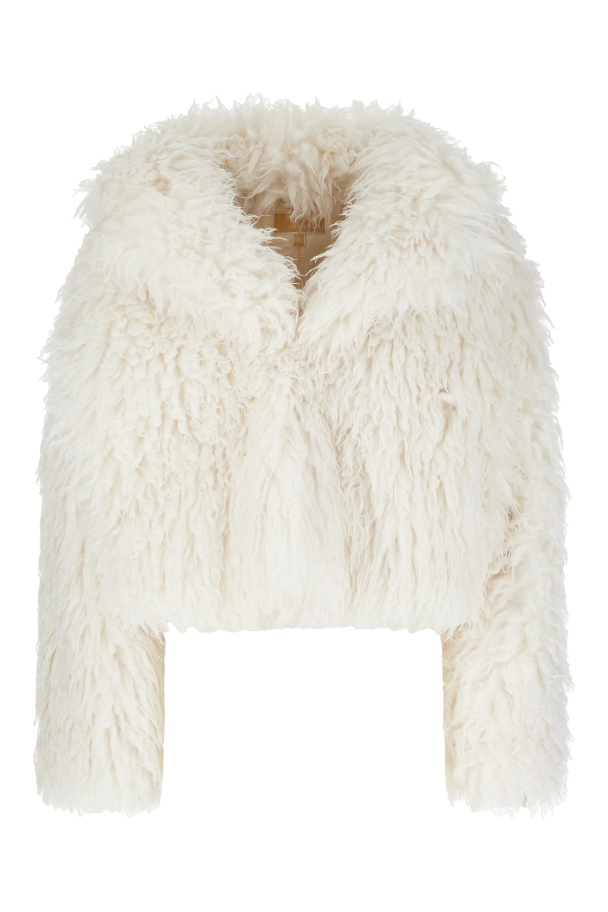 Michael Kors White Faux Fur Coat In Brown