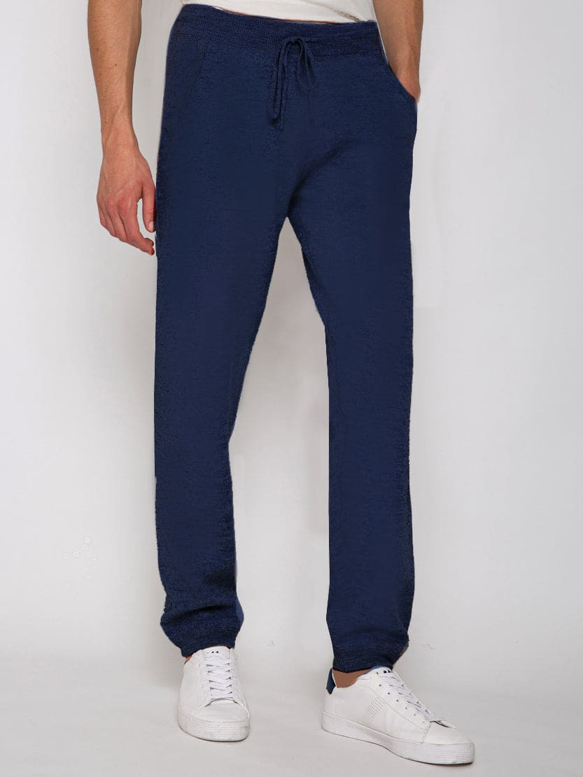 Shop Mc2 Saint Barth Track Knitted Sweatpants With Pockets In Blue