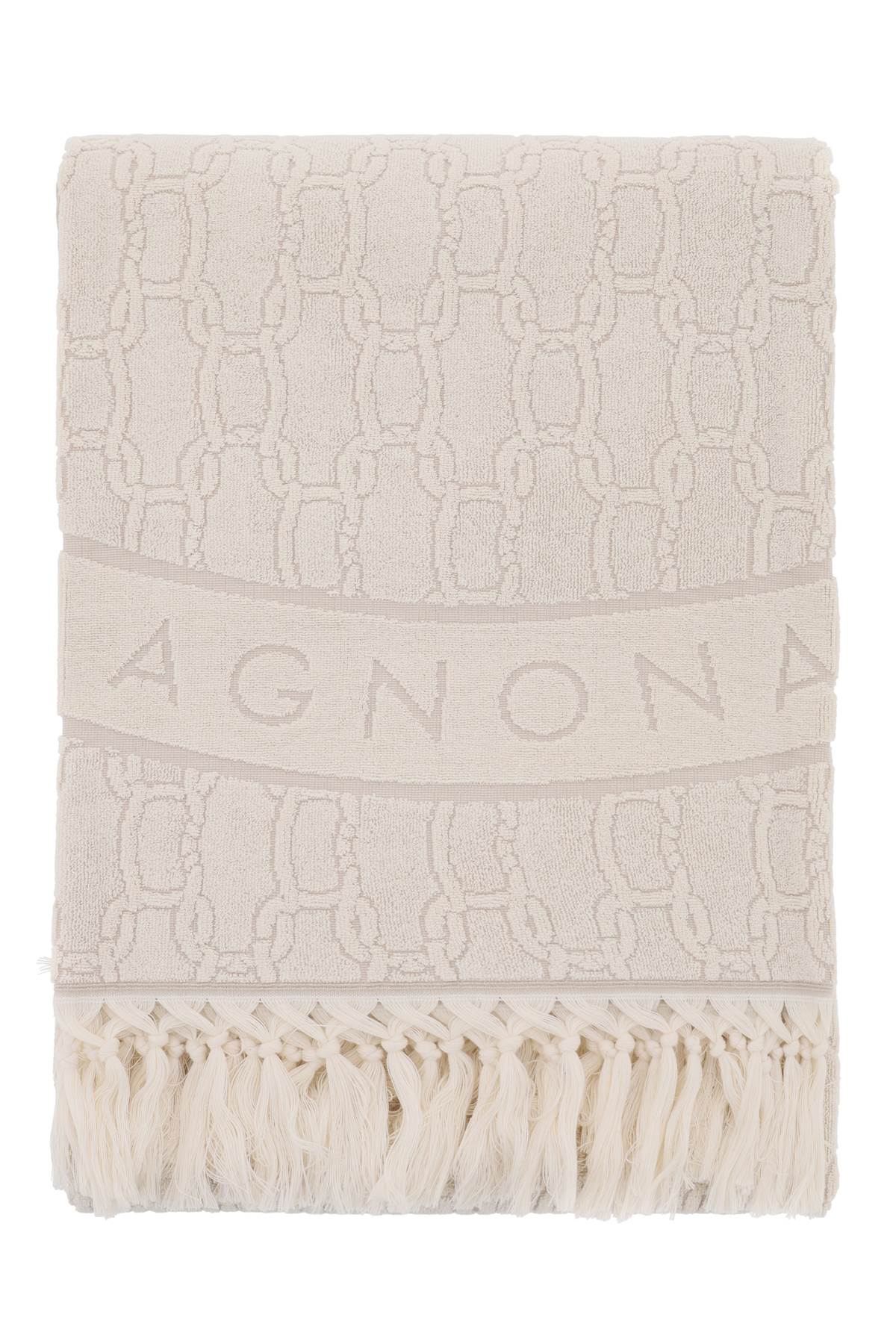 Agnona Chain Beach Towel In Stone (white)