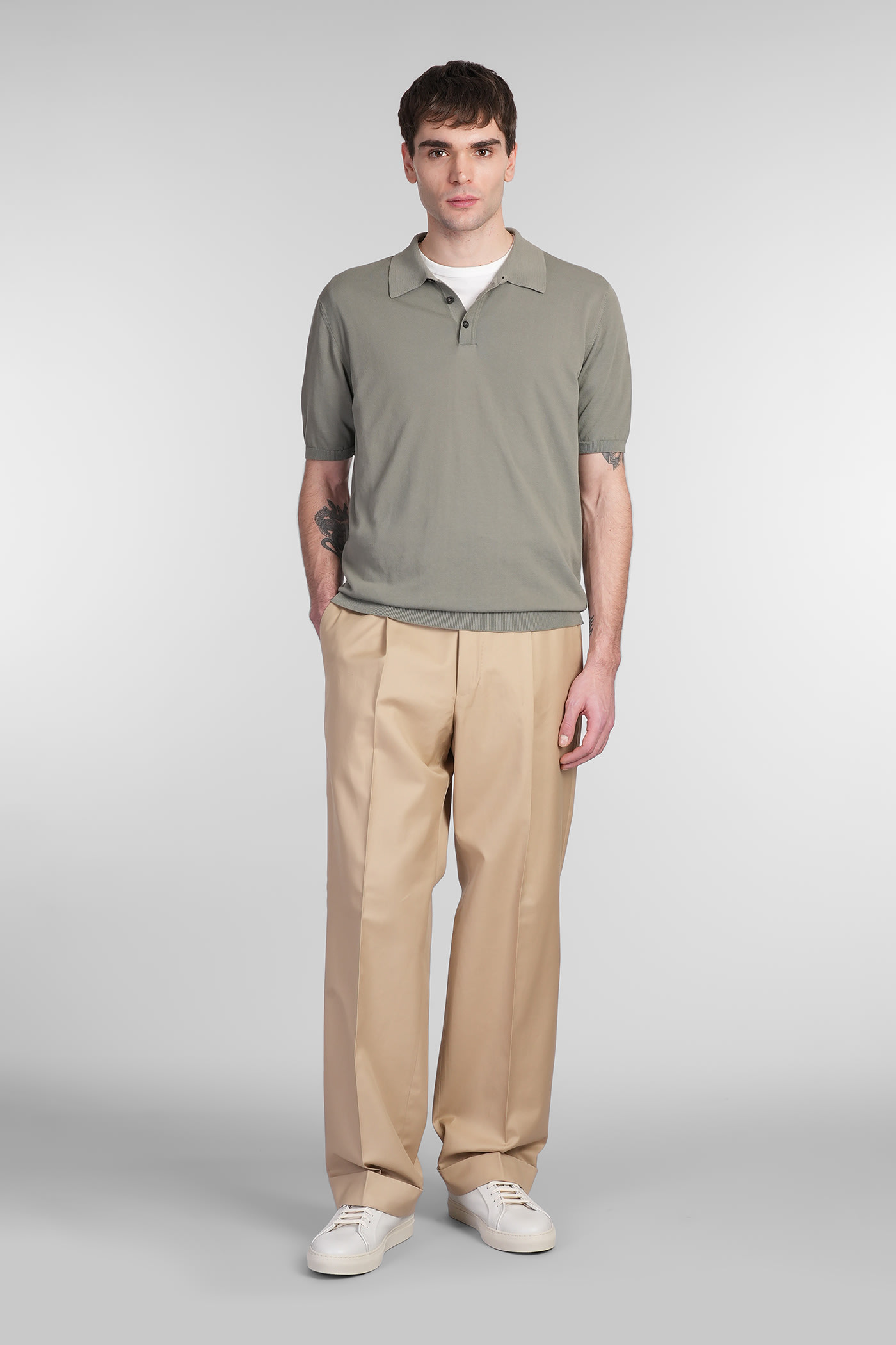 Roberto Collina Military Green Polo Shirt With Buttoned Collar In Green