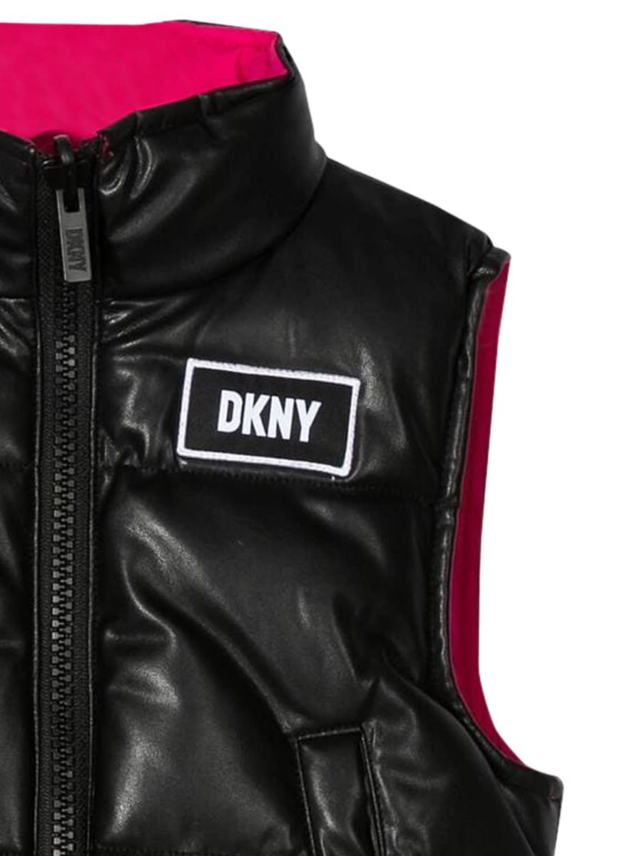 Shop Dkny Reversible Sleeveless Down Jacket In Black