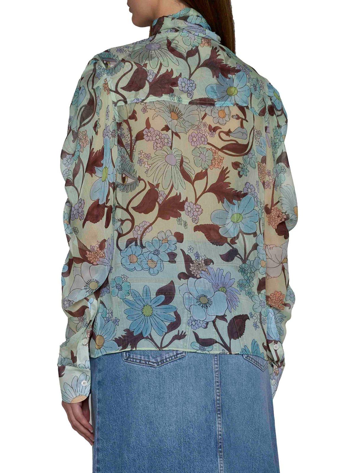 Shop Stella Mccartney Lady Garden Floral Printed Blouse In Multicolor Mint