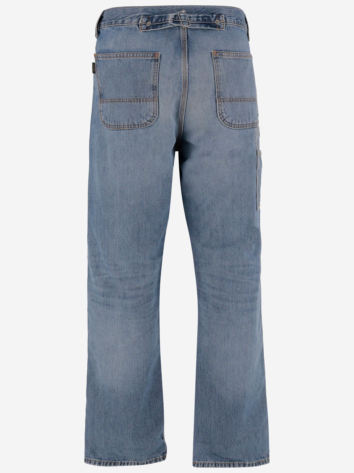 Haikure Contrast-stitching Cotton Jeans In Blue