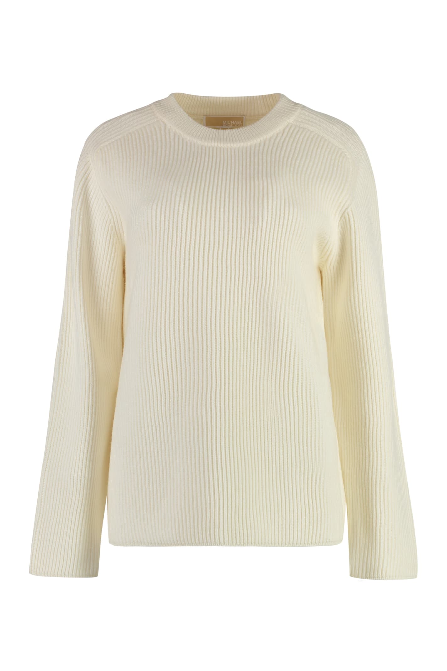 Shop Michael Michael Kors Merino Wool Crew-neck Sweater In Panna