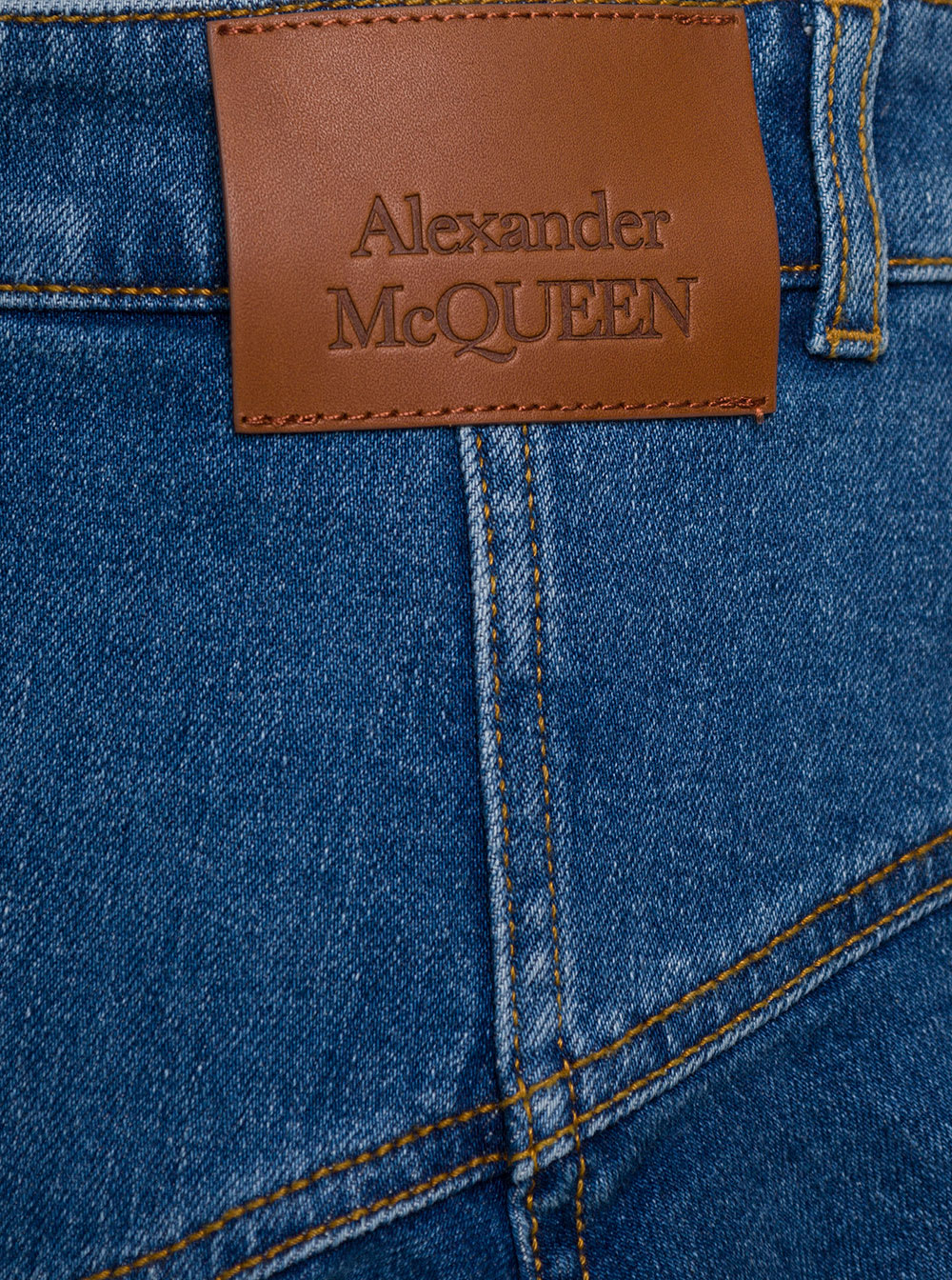 Shop Alexander Mcqueen Denim Skirt*4 Org Stretch Indigo Denim 11oz In Blue