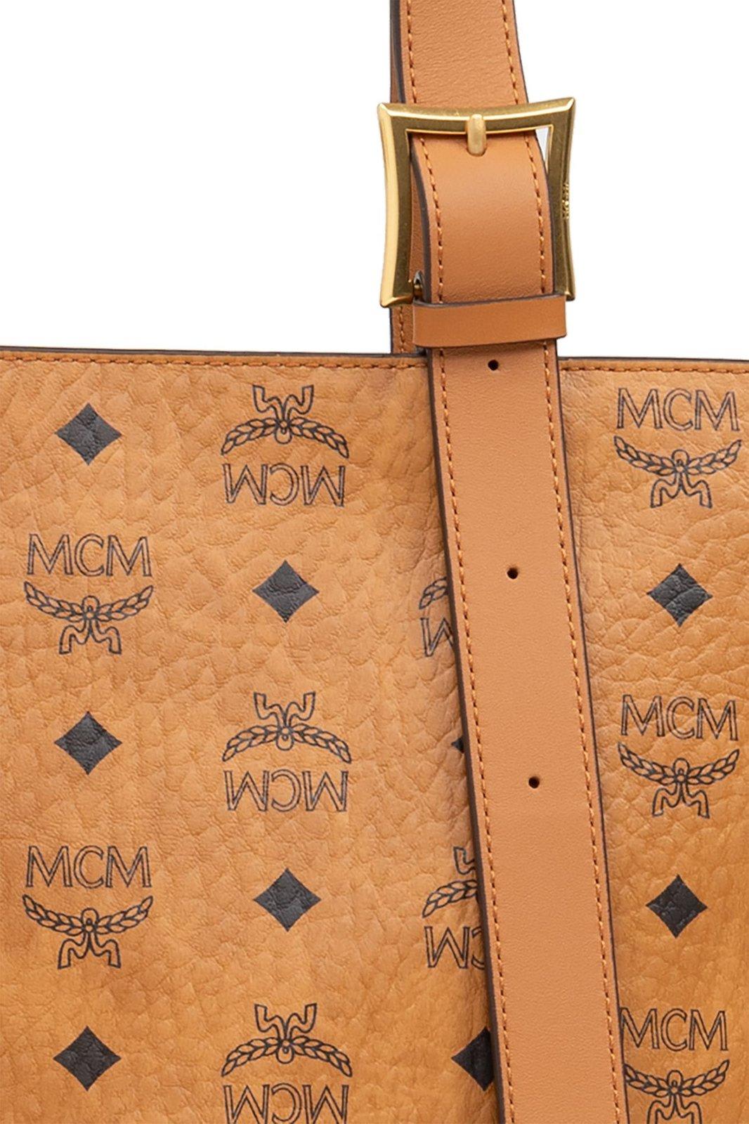 Shop Mcm Logo-printed Tote Bag In Brown