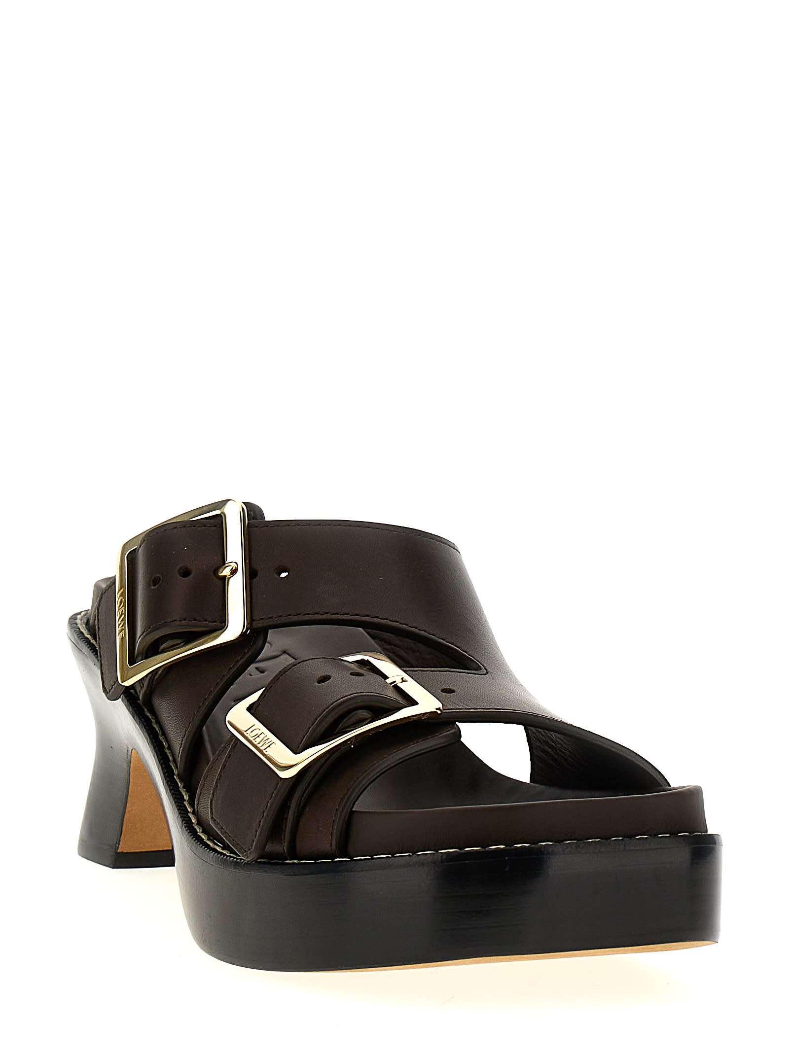 Shop Loewe Ease Sandals In Brown