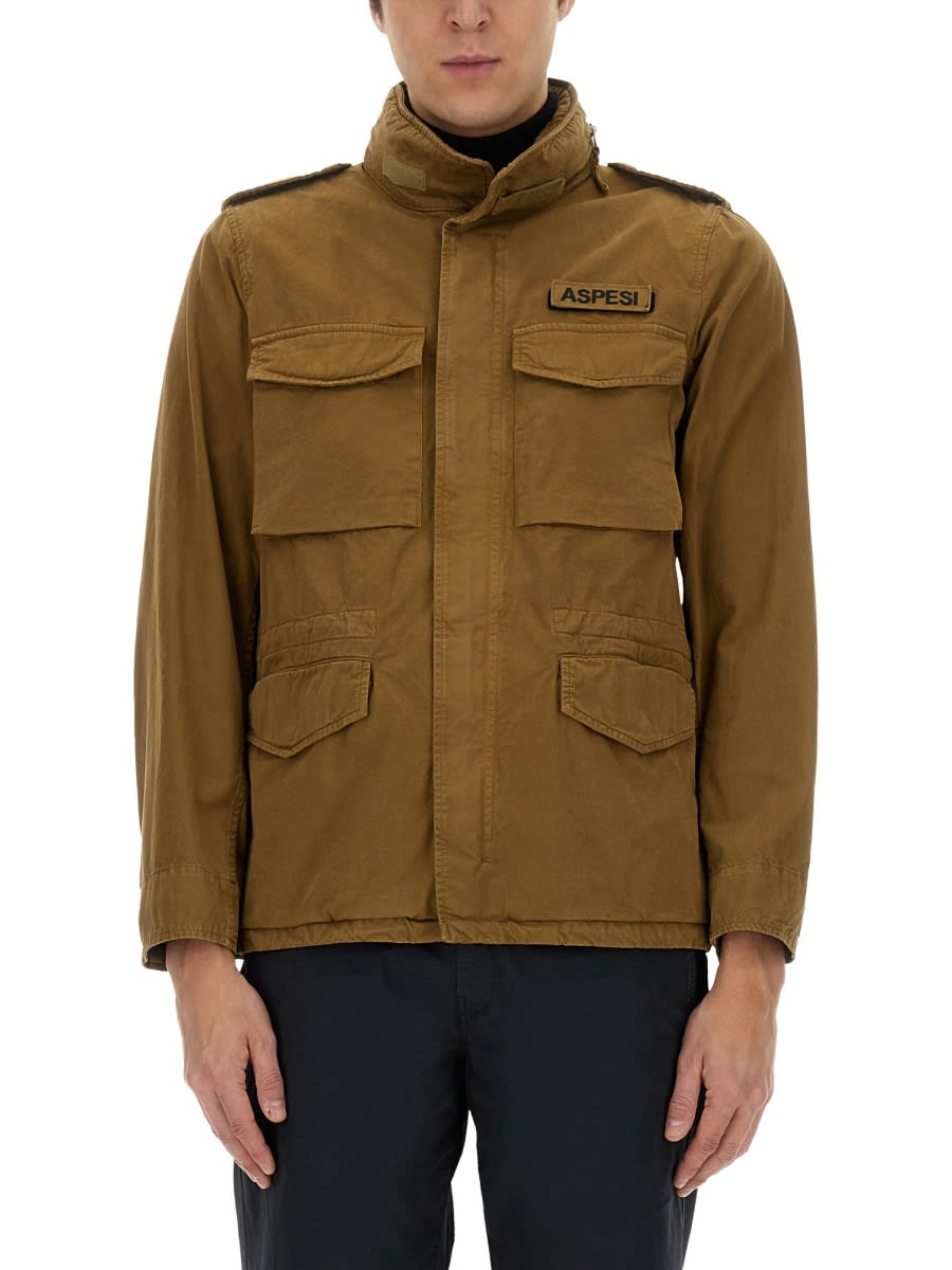 Aspesi Men's Jacket With Logo In Stone