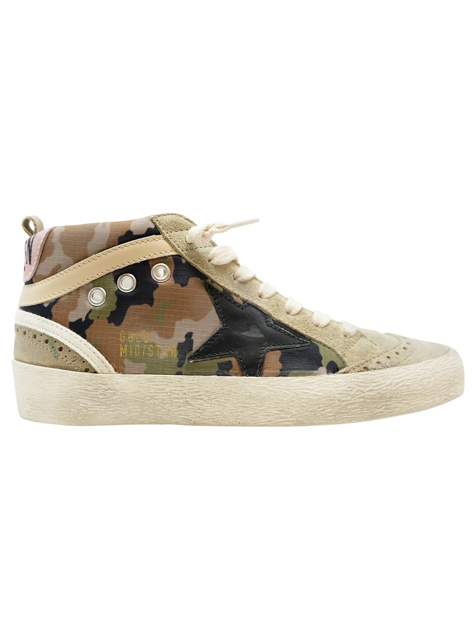 Golden Goose Camouflage Leather Mid Star Sneakers