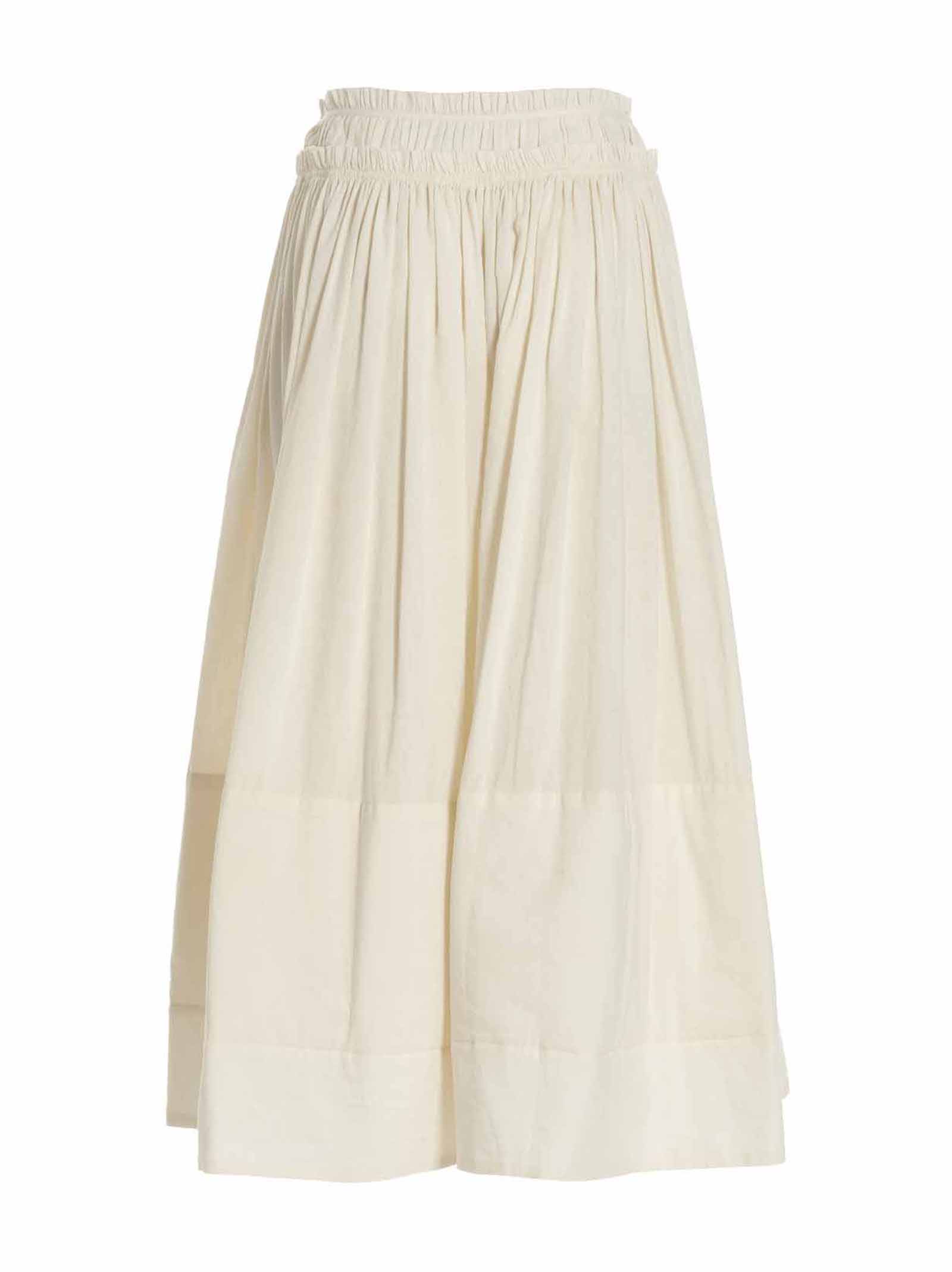 Shop Tory Burch Rouched Waist Skirt In White