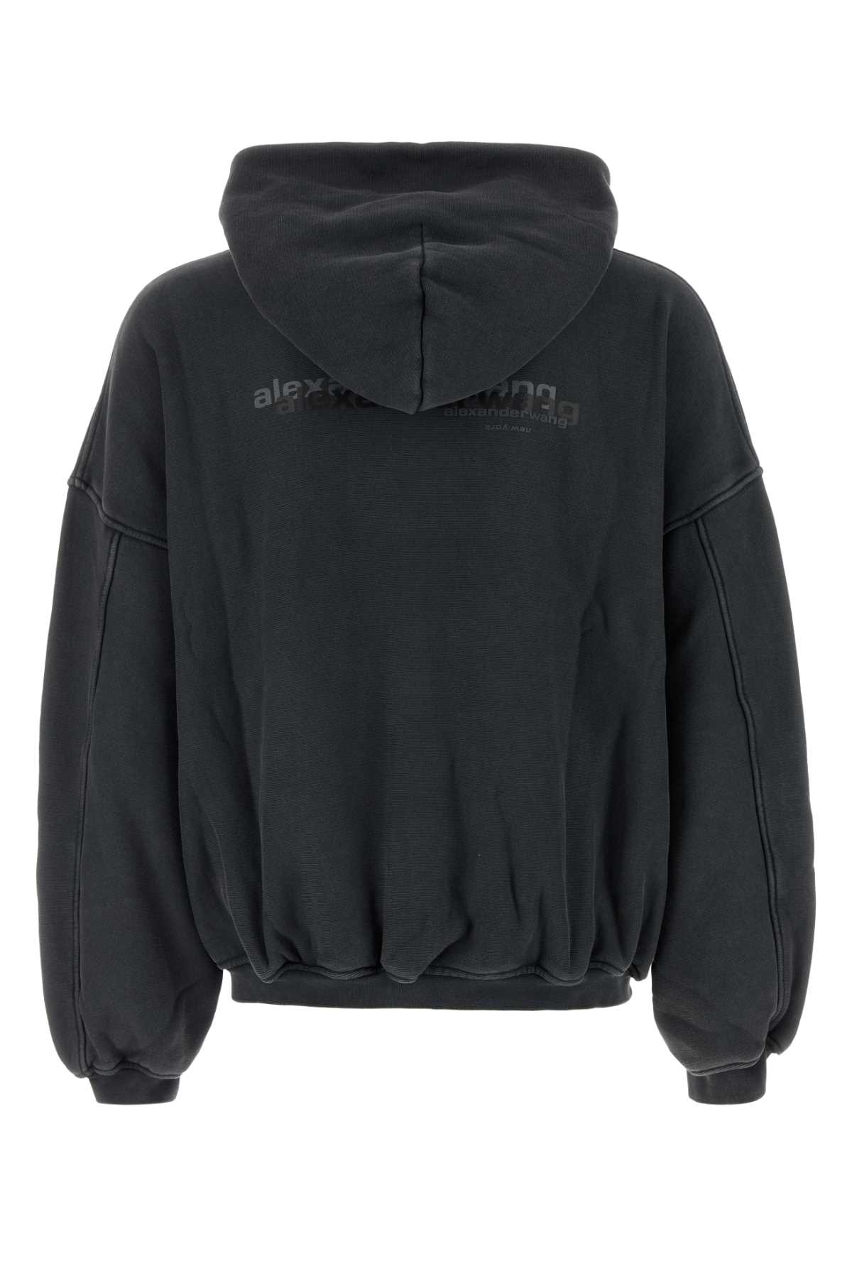 Alexander Wang Cotton Logo Zip-up Hoodie Clothing In Black
