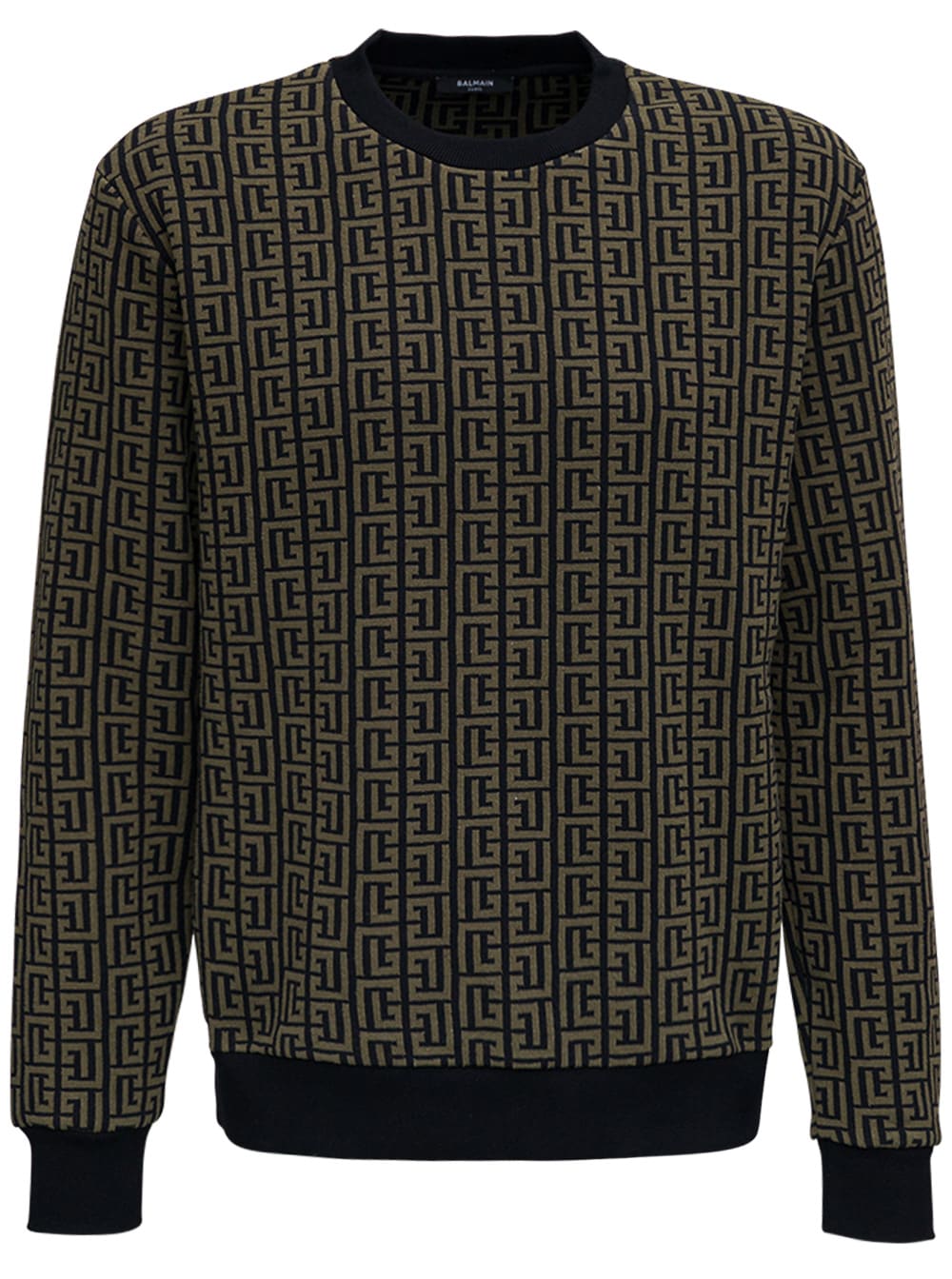 Balmain Cotton Sweater With Monogram Logo