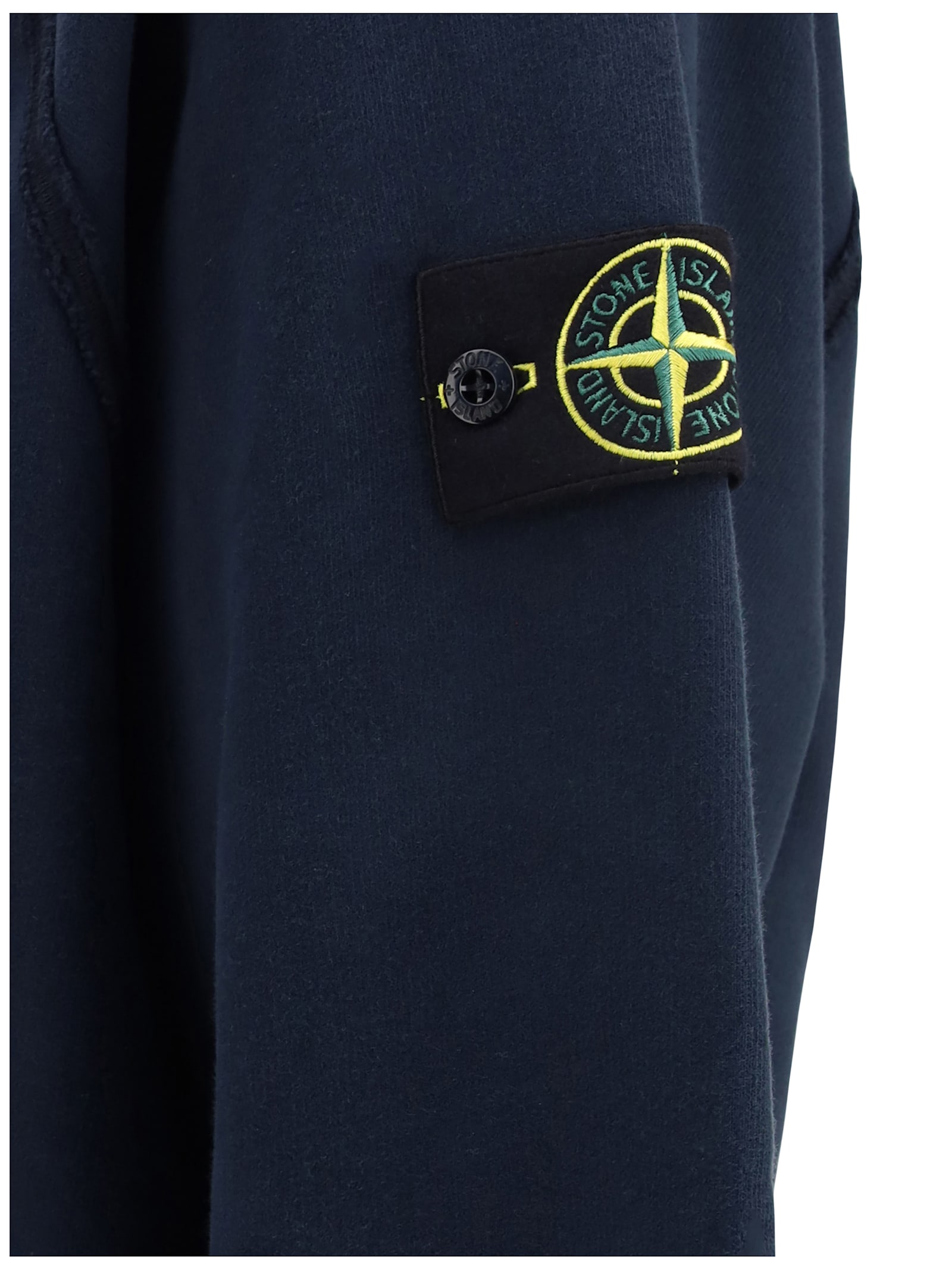 Stone Island Crew Neck Sweatshirt In Organic Brushed Cotton In Blue