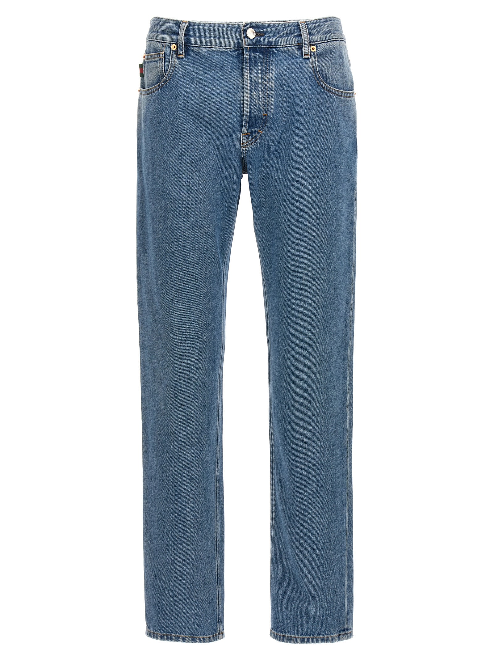 Shop Gucci New Tapered Jeans In Light Blue