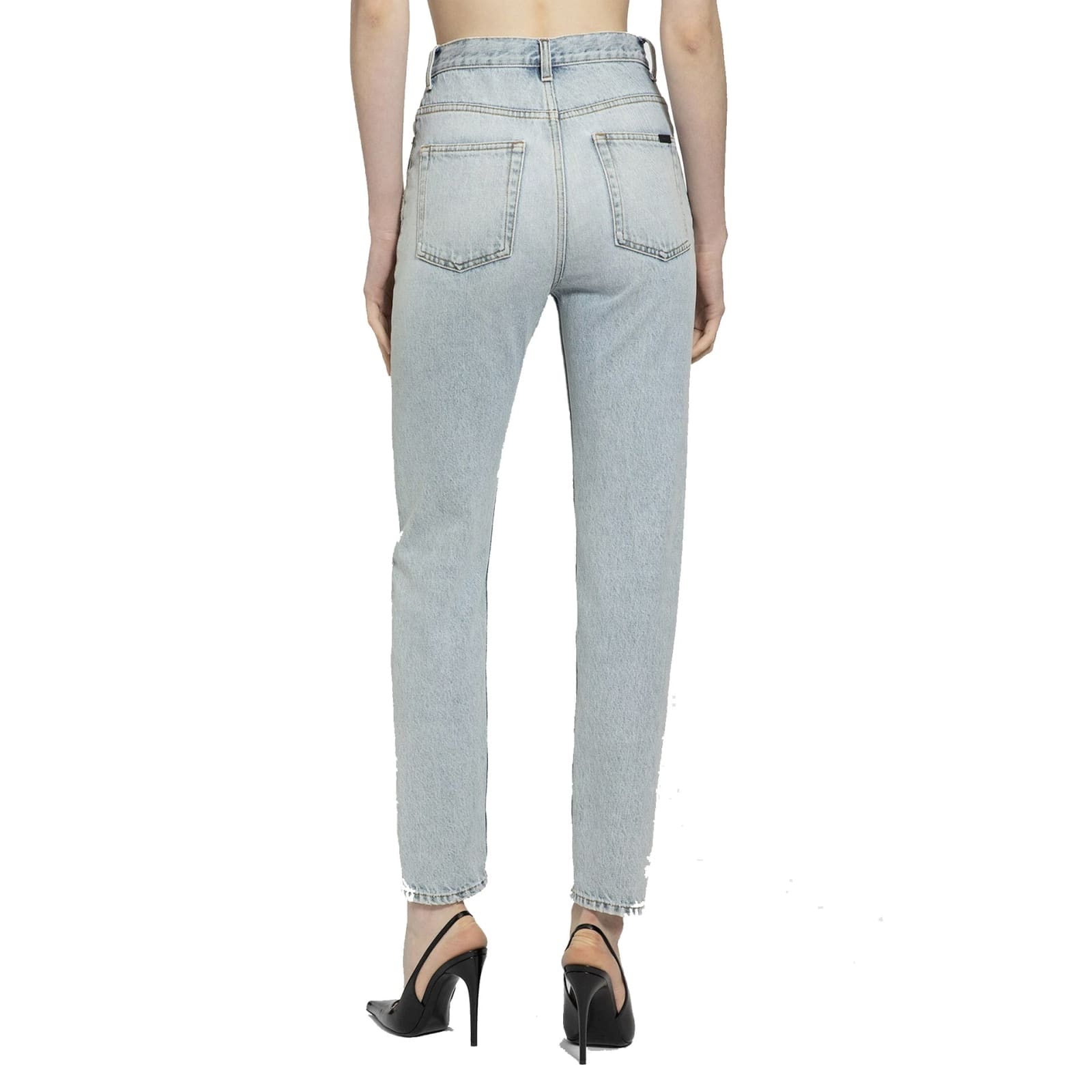 Shop Saint Laurent 80s Cropped Jeans In Blue