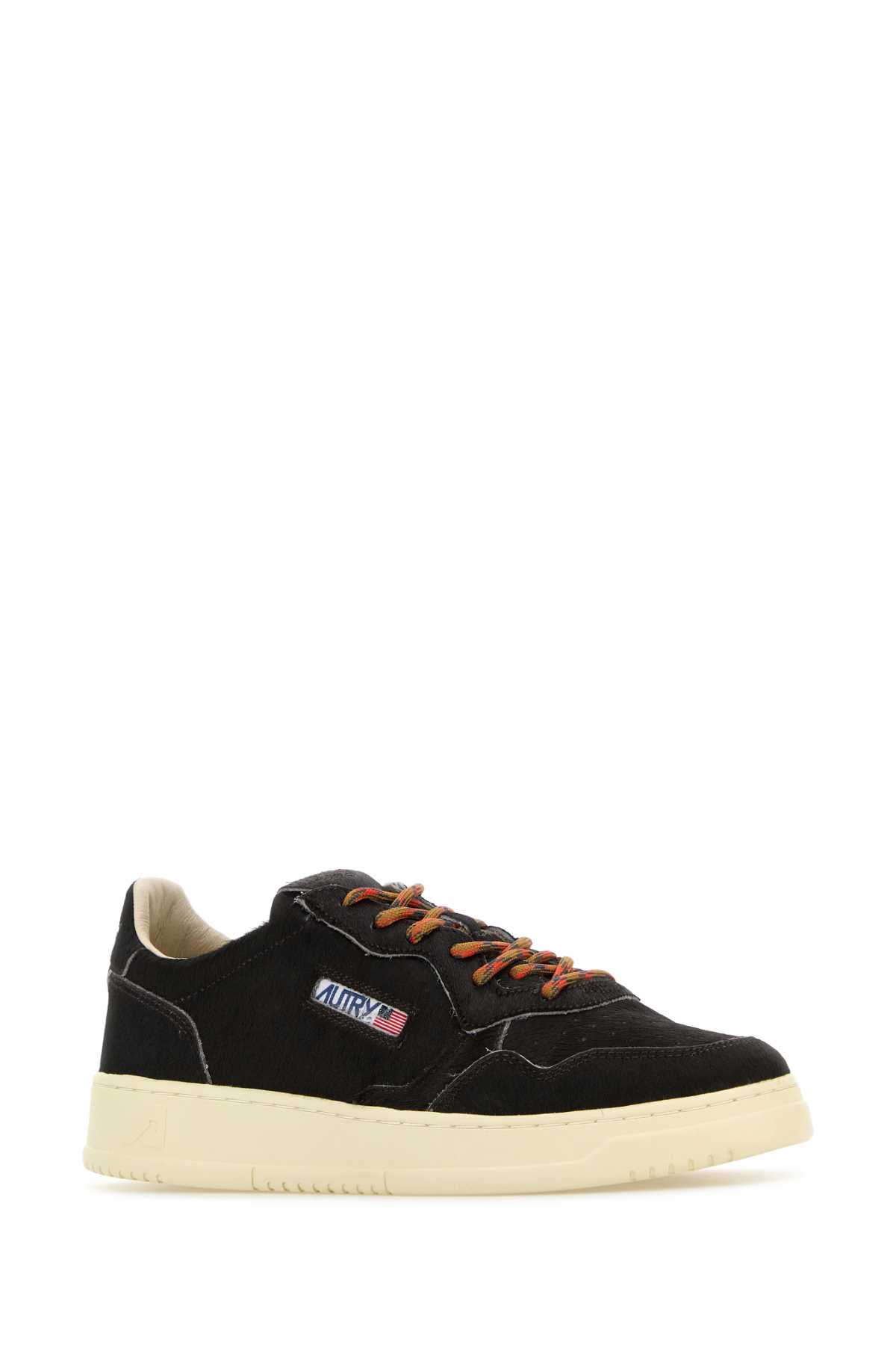 Autry Calf Hair Medalist Style Sneakers In Black