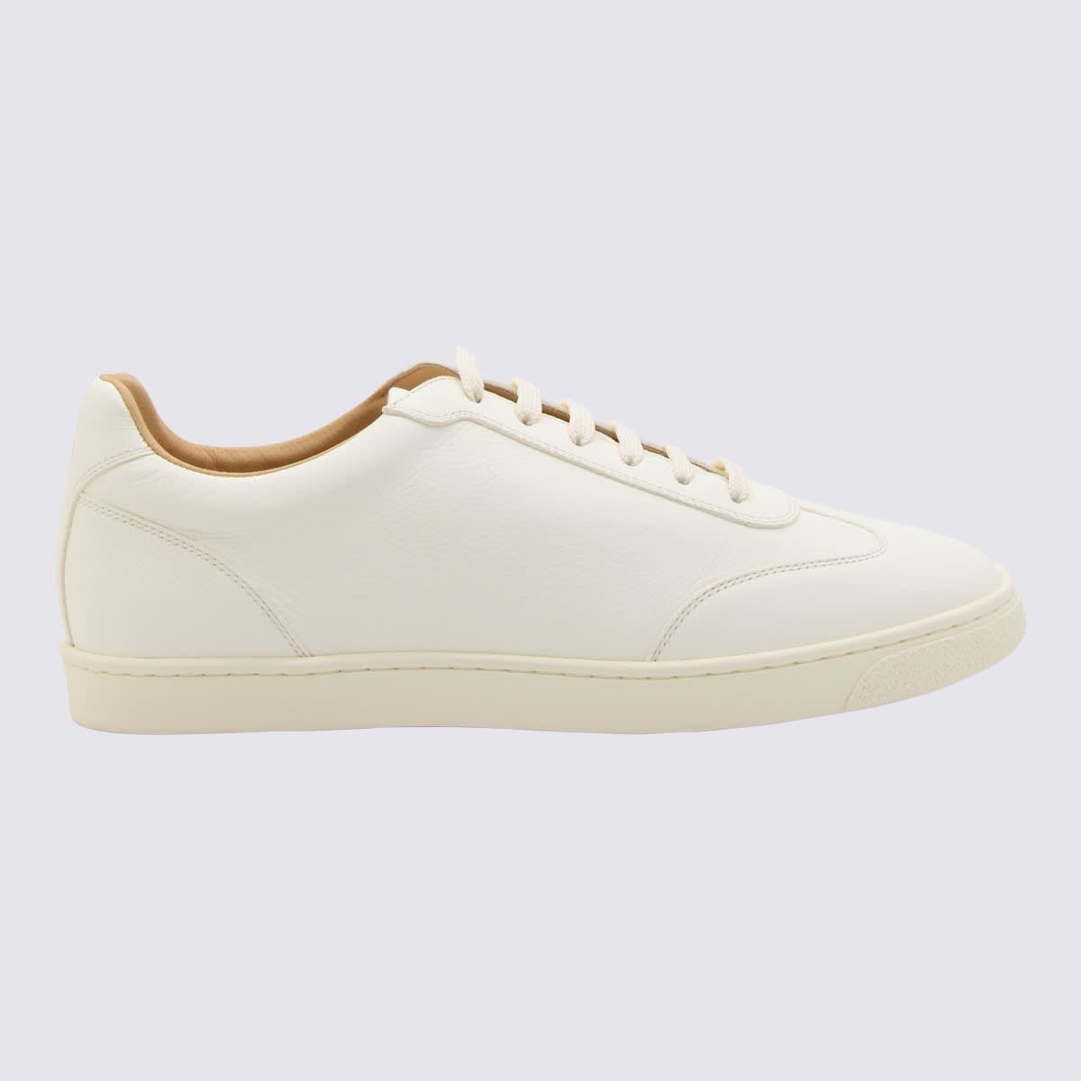 Shop Brunello Cucinelli White Leather Sneakers In Panama