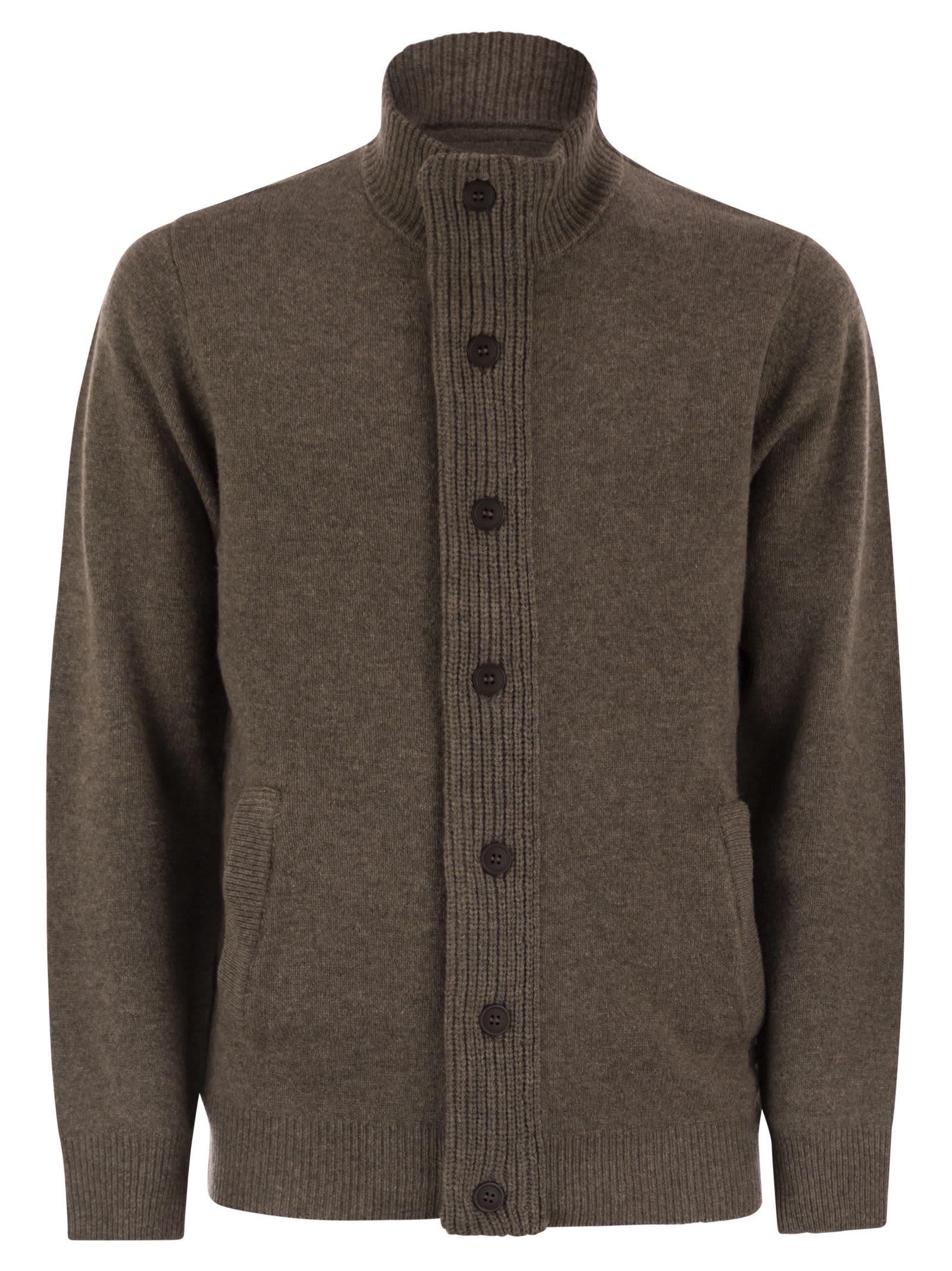 Barbour Zip-up Jumper Patch In Brown
