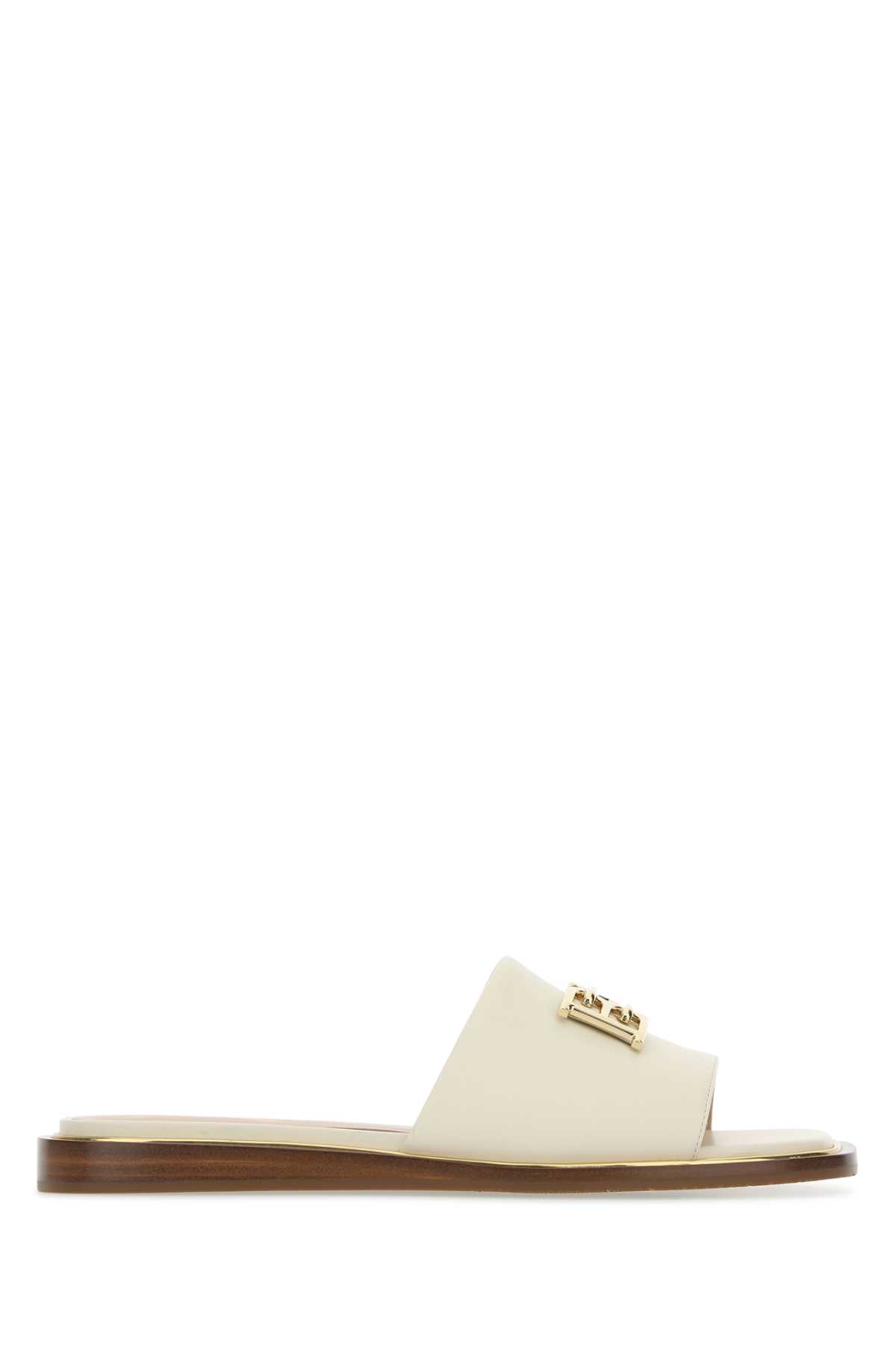 Bally Ivory Leather Eloise Slippers