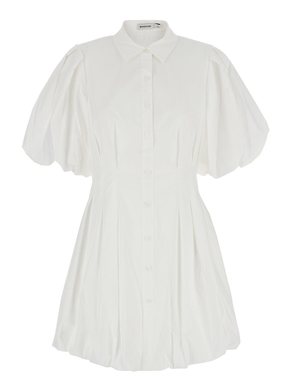 cleo White Dress With Classic Collar And Puffed Skirt In Cotton Blend Woman