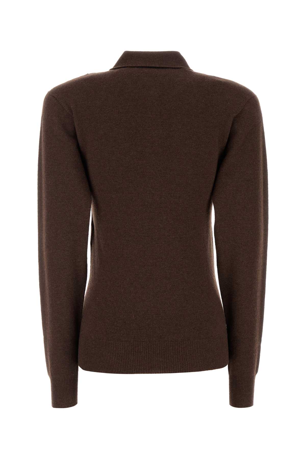 Stella Mccartney Collar Design Cashmere Blend Polo Shirt In Brown