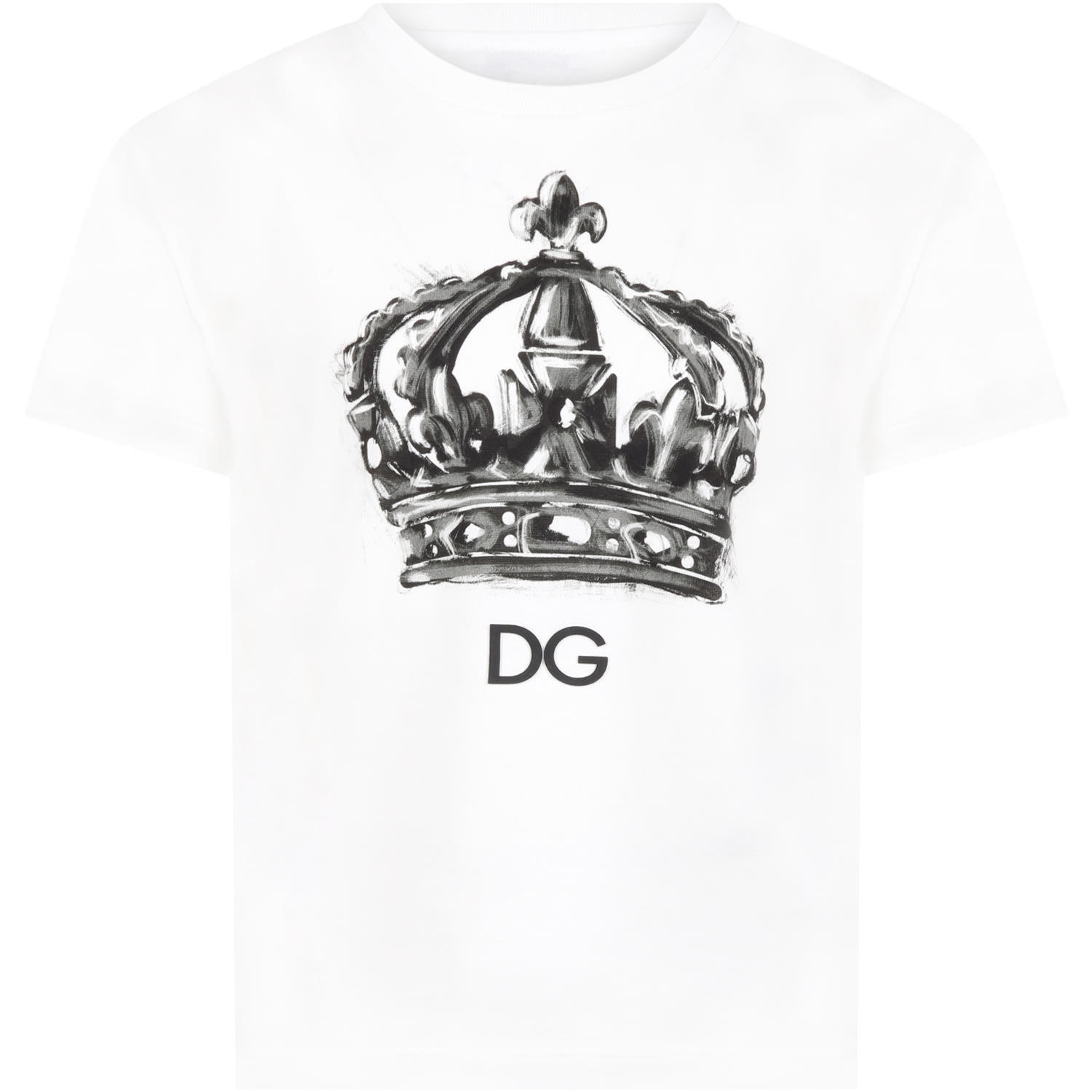 Shop Dolce & Gabbana White T-shirt For Boy With Crown