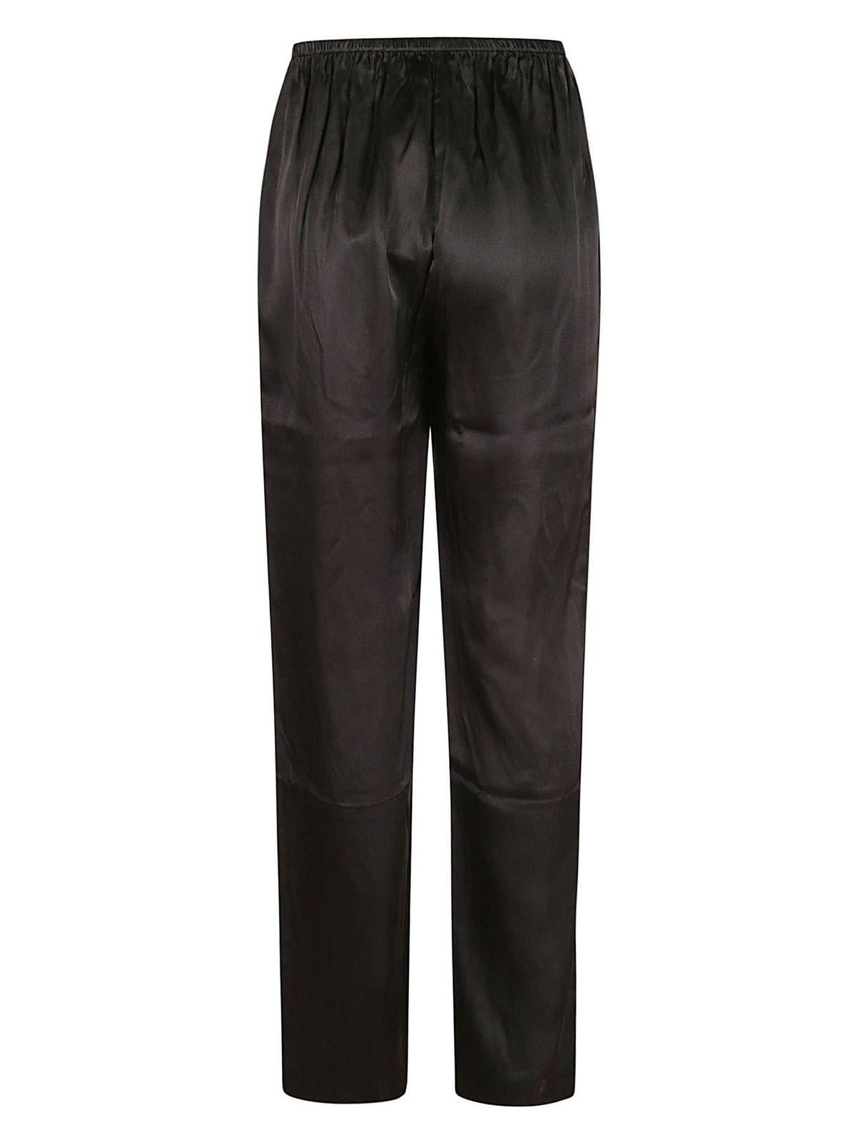Shop Anine Bing Aden Wide-leg Elastic Waist Trousers In Black