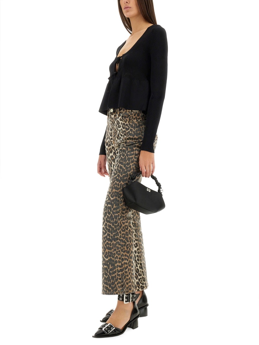 Shop Ganni Cut Out Cardigan In Black