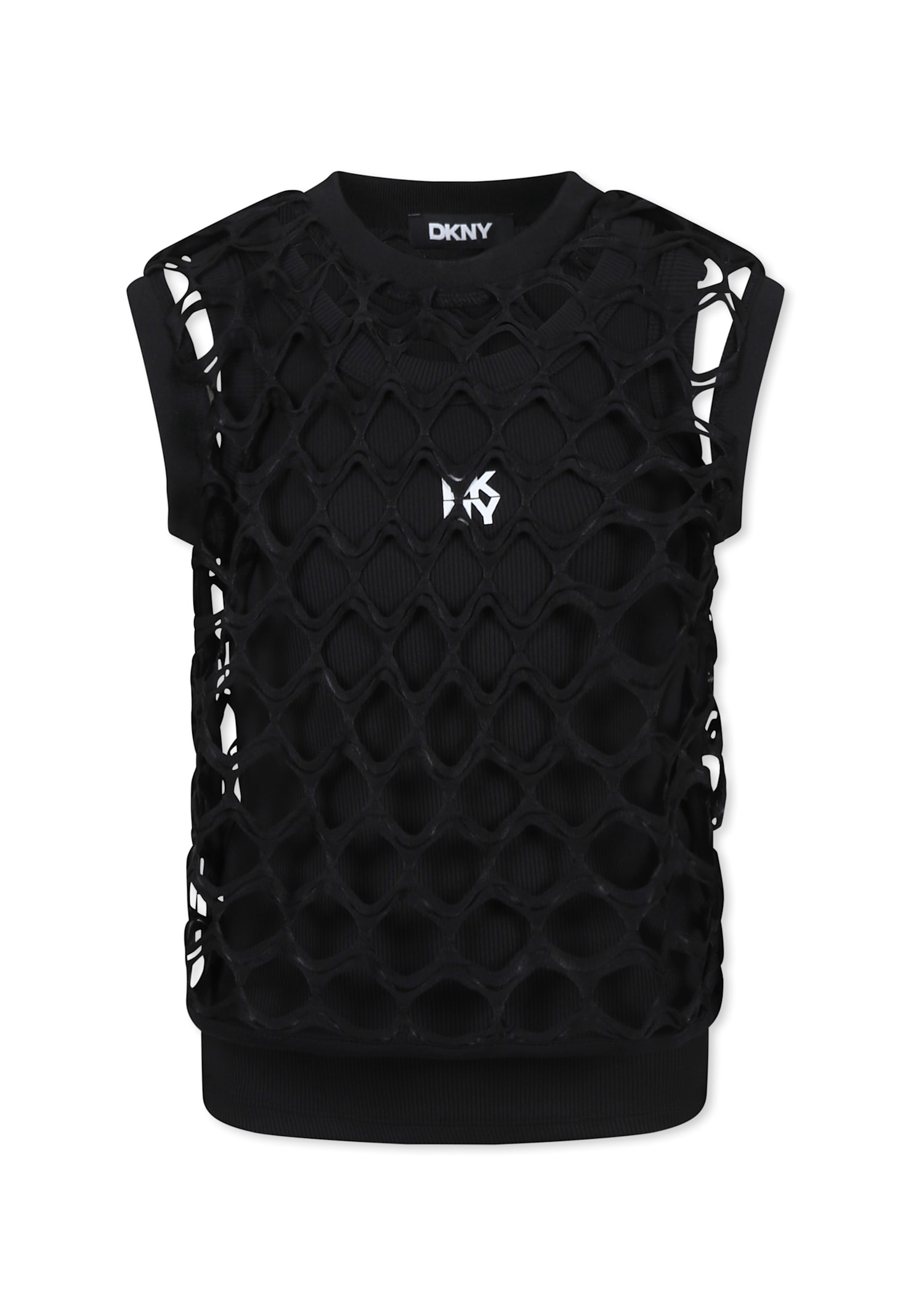 Dkny Black Top For Girl With Logo In Black