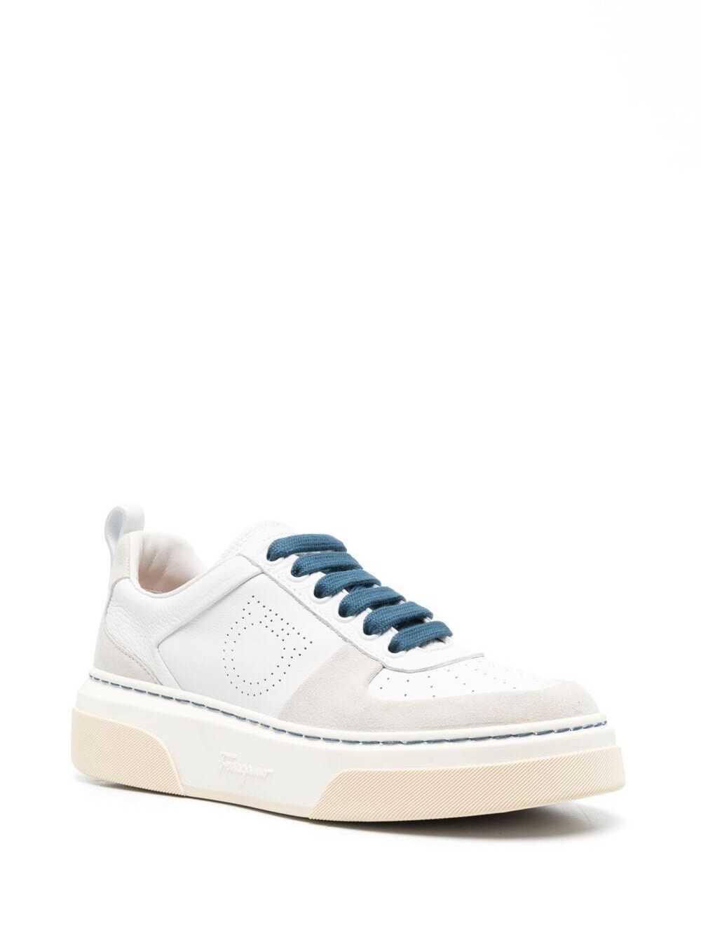 Shop Ferragamo White Cassina Low Top Sneakers In Suede Leather Woman