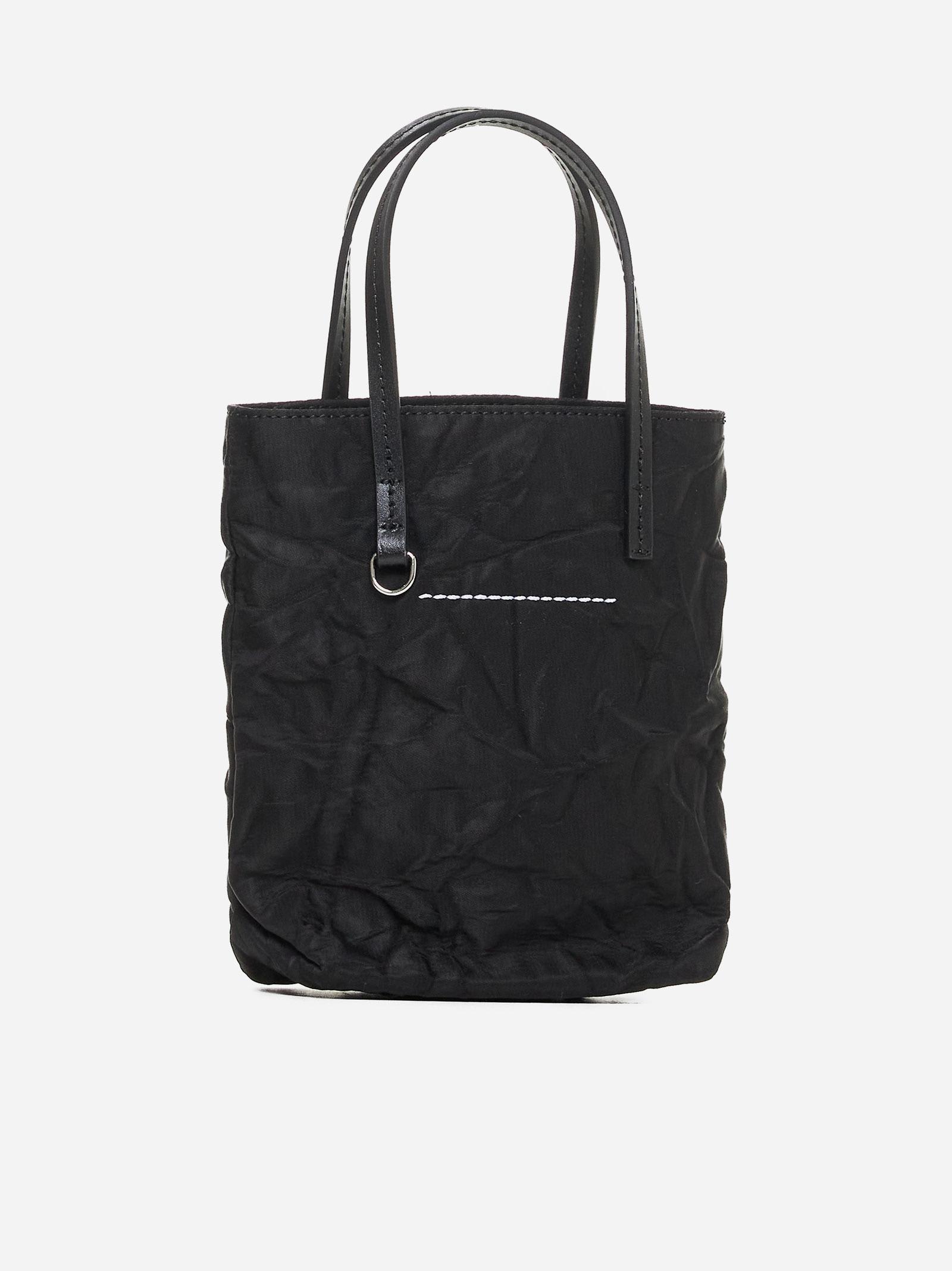 MM6 MAISON MARGIELA NUMERIC NYLON AND LEATHER MINI TOTE BAG 