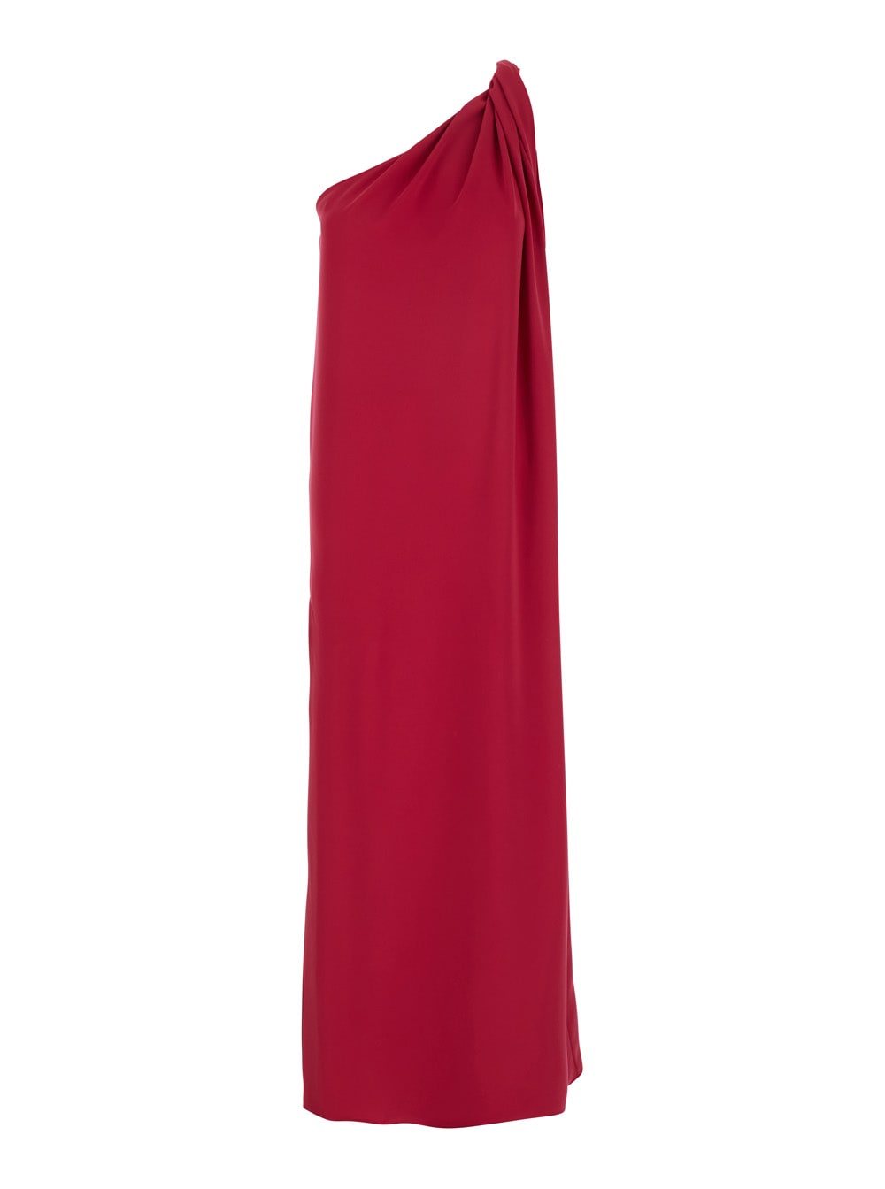 Parosh Red One-shoulder Long Dress In Tech Fabric Woman